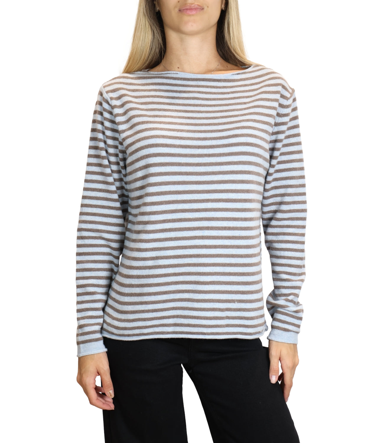 Studio It Maglia Riga Celeste/Tortora Donna