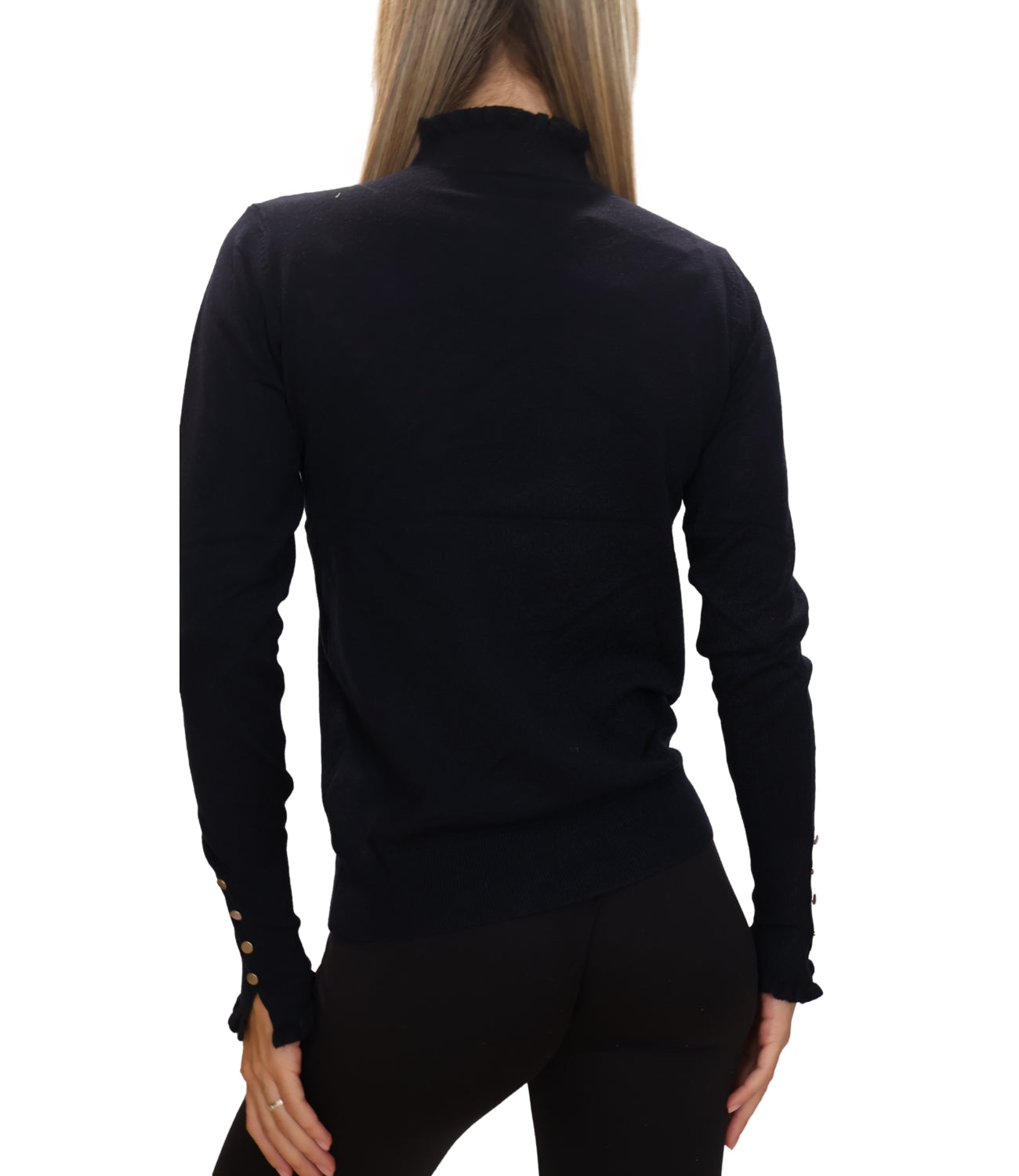 Studio It Maglia Rouches Blu Notte