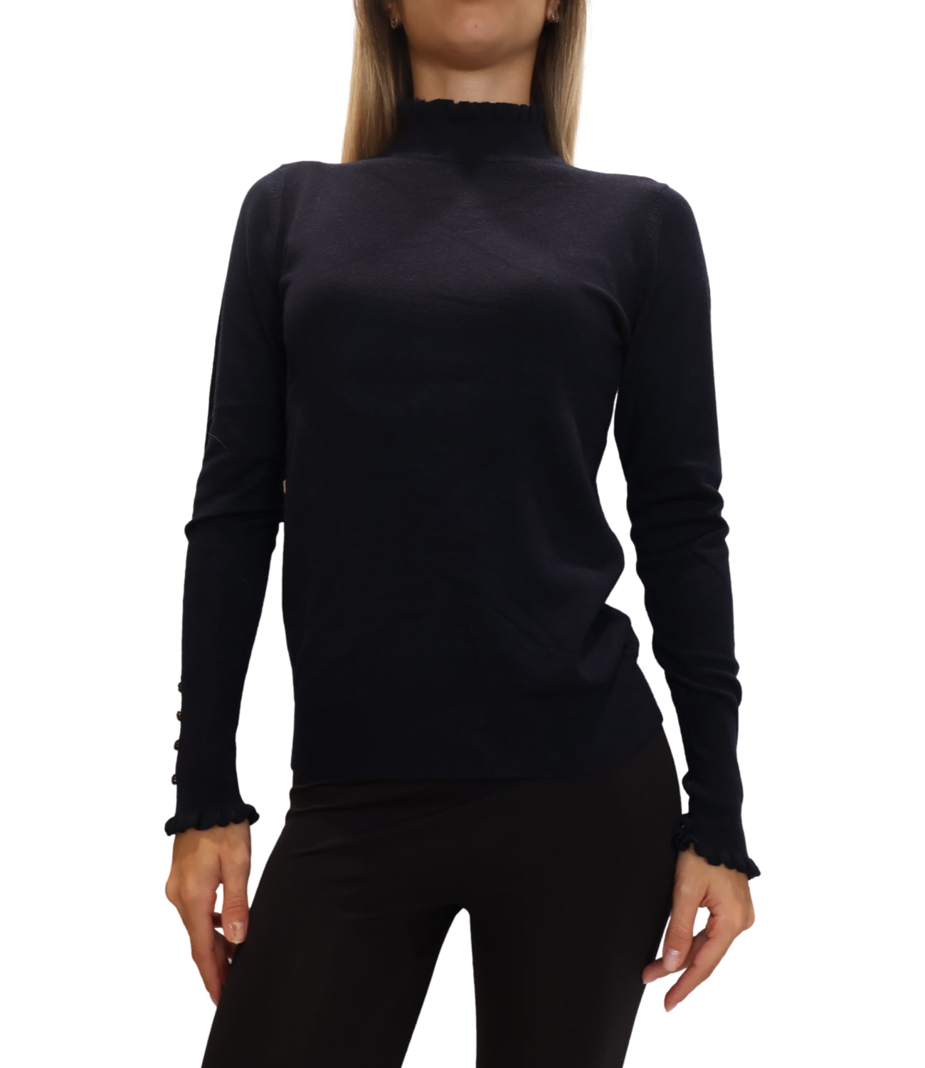 Studio It Maglia Rouches Blu Notte