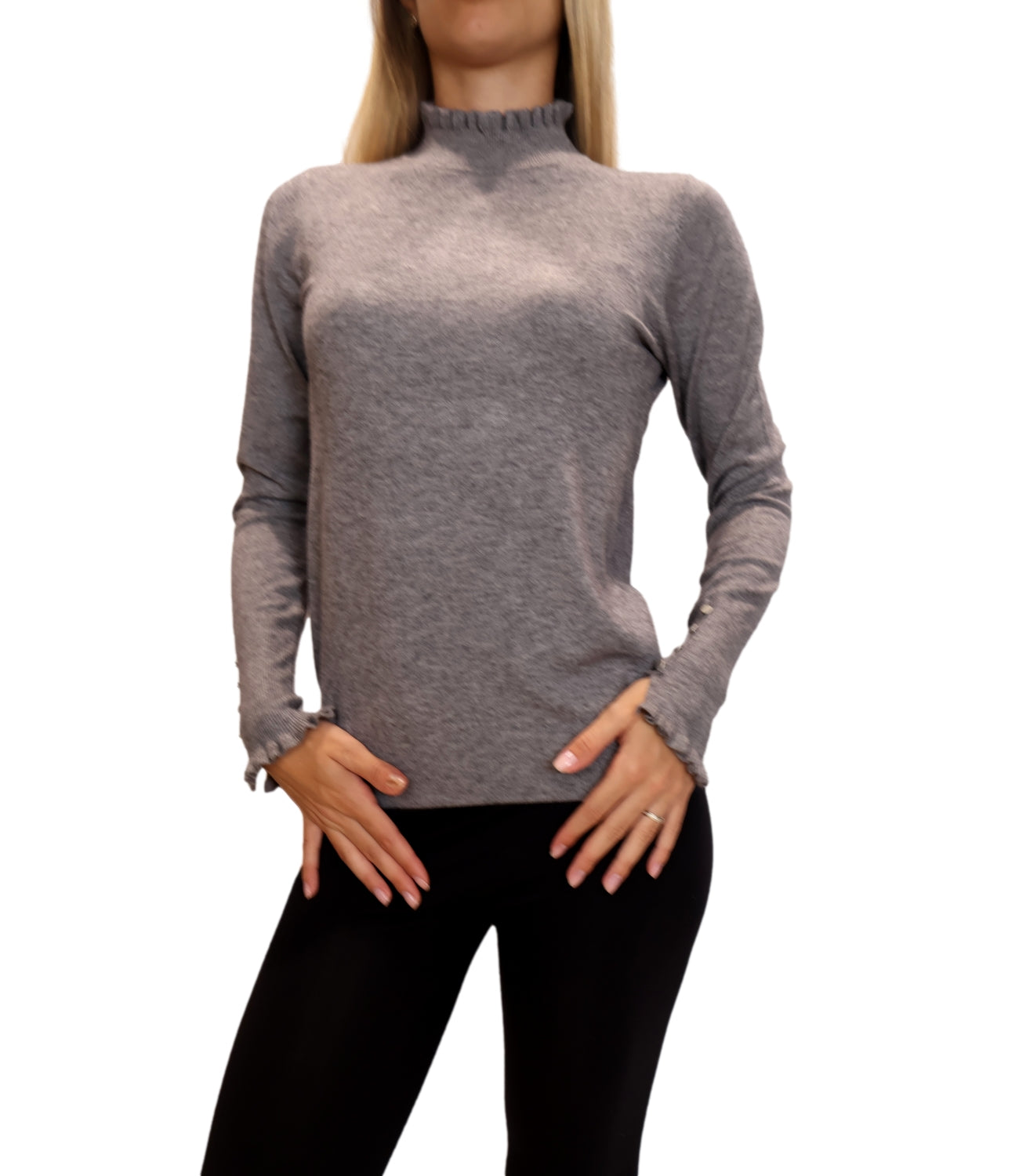 Studio It Maglia Rouches Grigio Donna