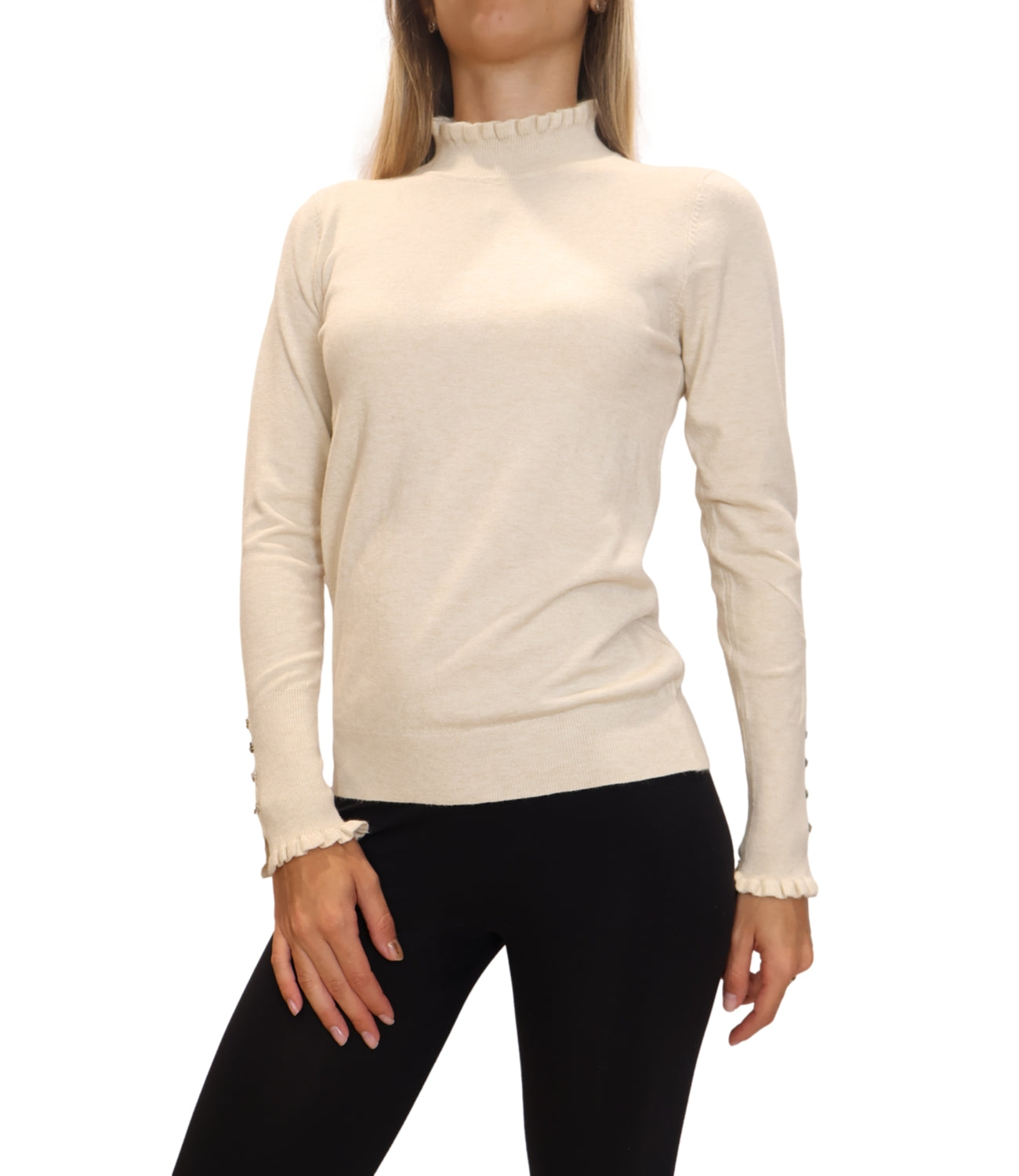 Studio It Maglia Rouches Panna Donna