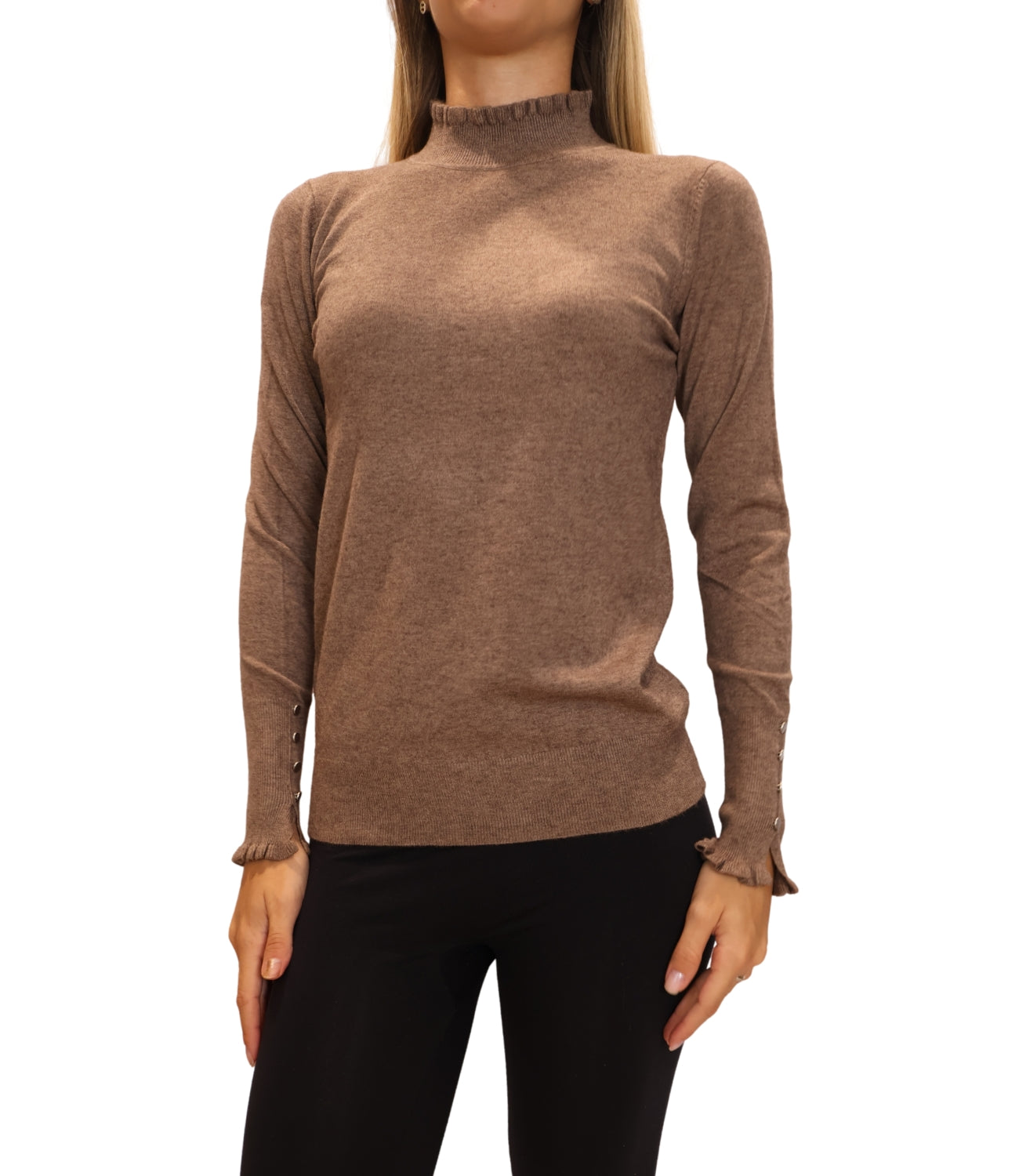 Studio It Maglia Rouches Tortora Donna