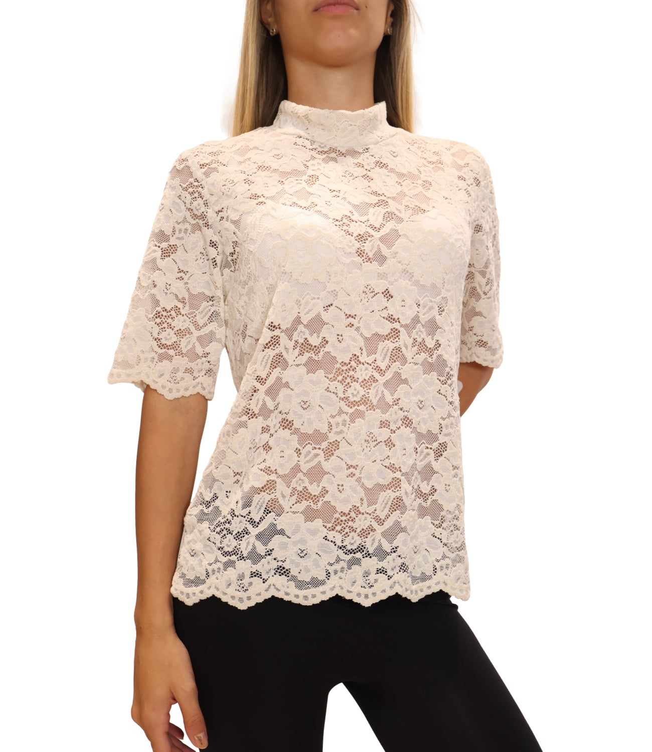 Studio It T-shirt Pizzo Panna Donna