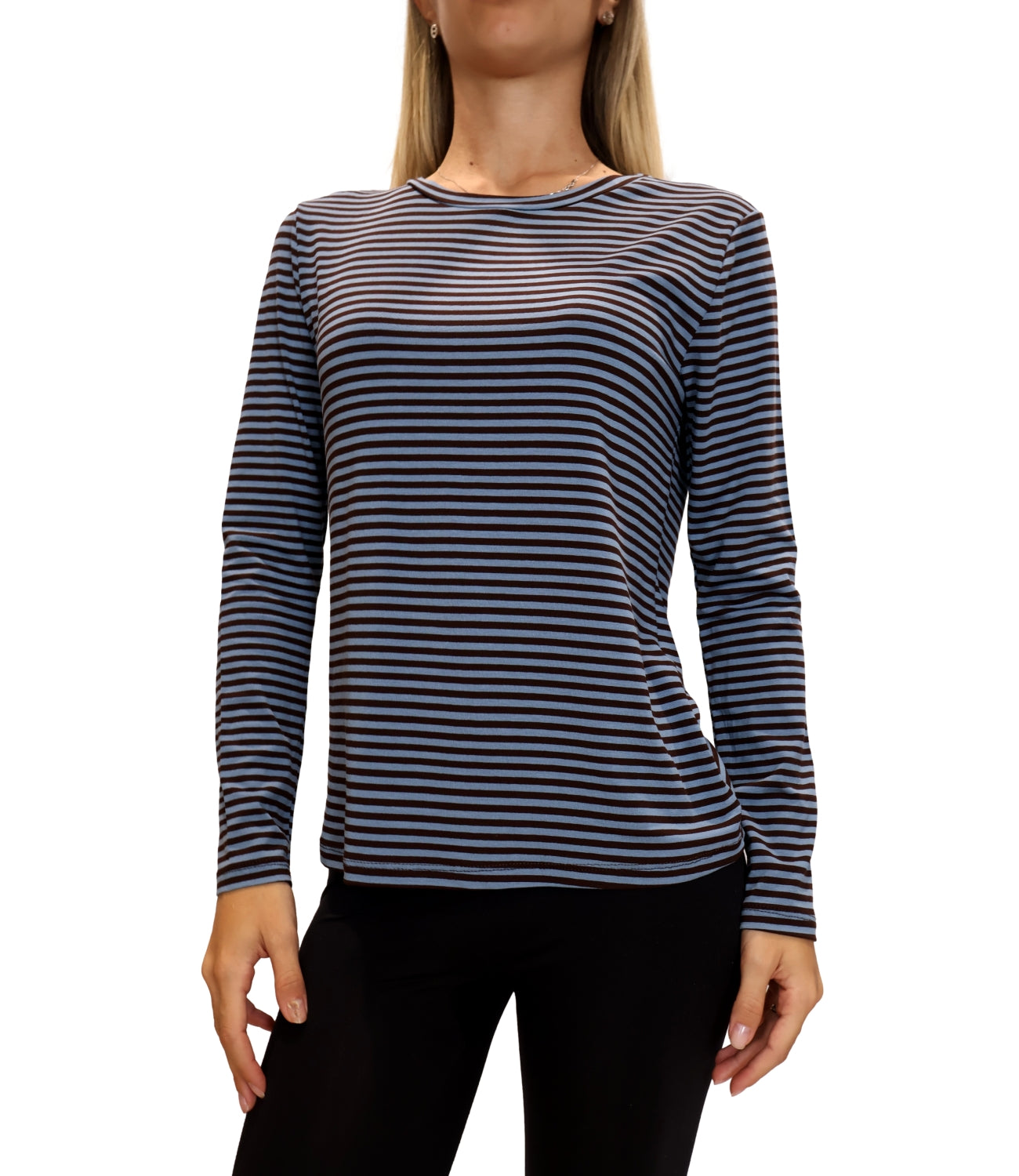 Studio It Maglia Righe Celeste Donna