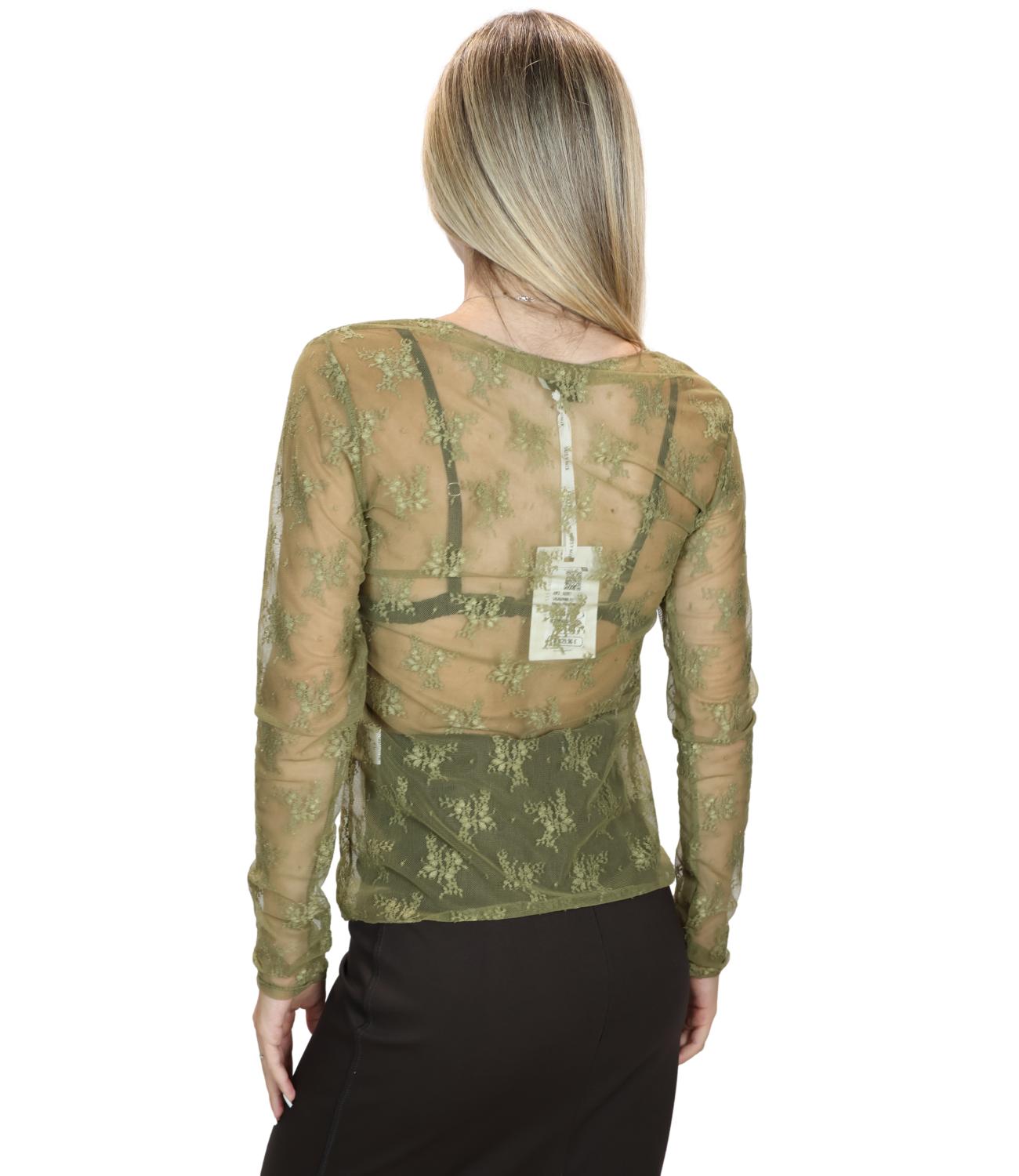 Susy Mix Maglia Pizzo Verde Oliva Donna