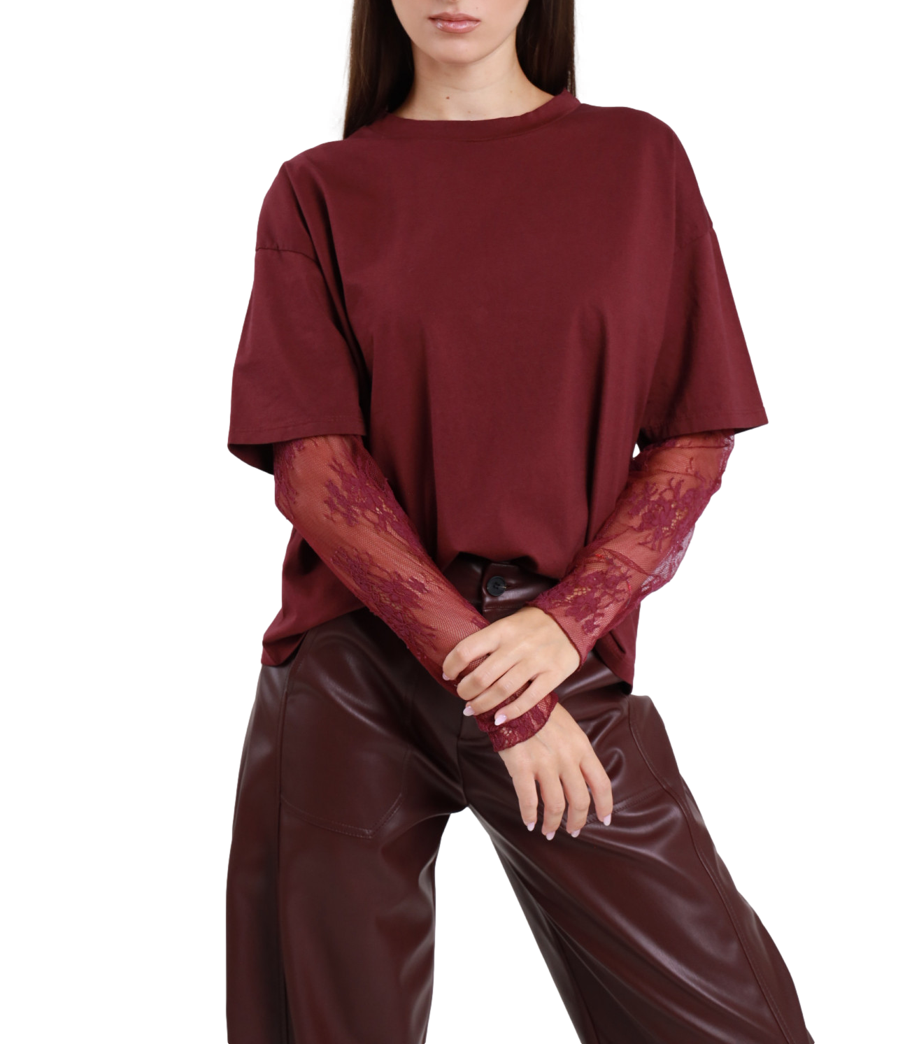 SUSY MIX maglia pizzo barolo donna