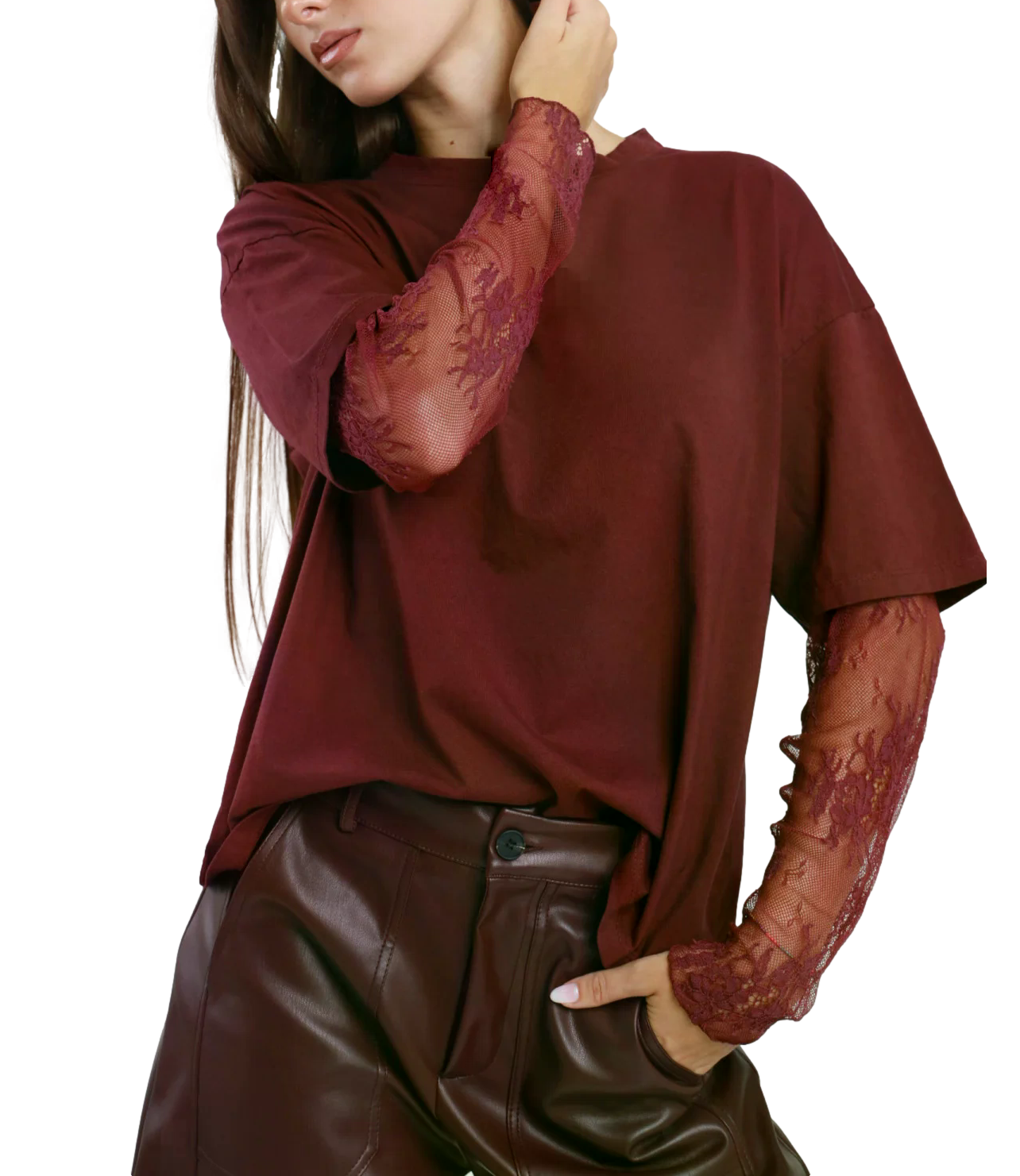 SUSY MIX maglia pizzo barolo donna