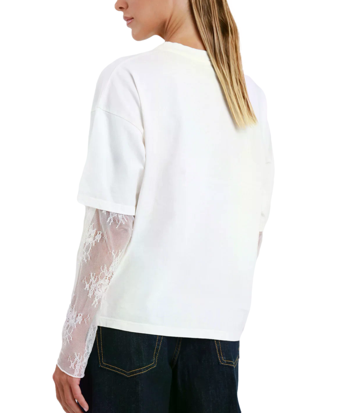 SUSY MIX maglia pizzo latte donna