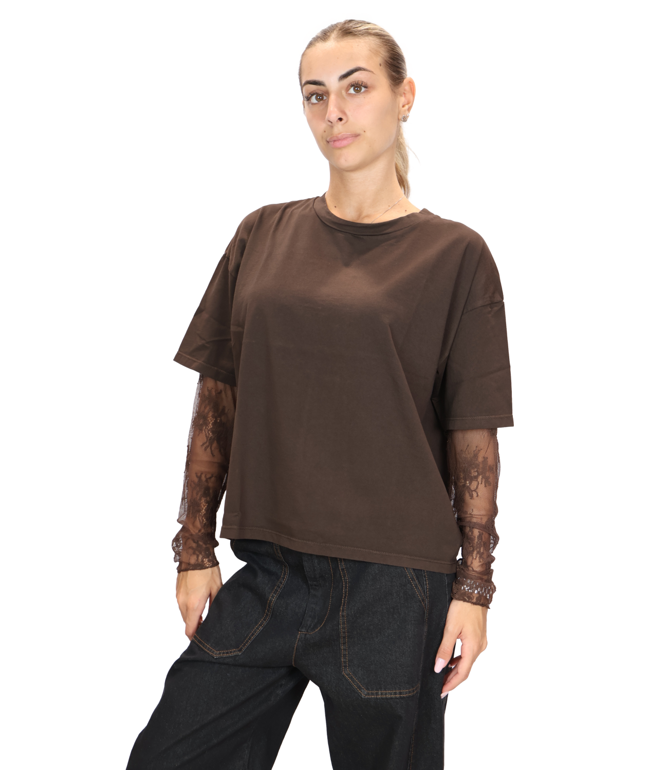 SUSY MIX maglia pizzo moro donna