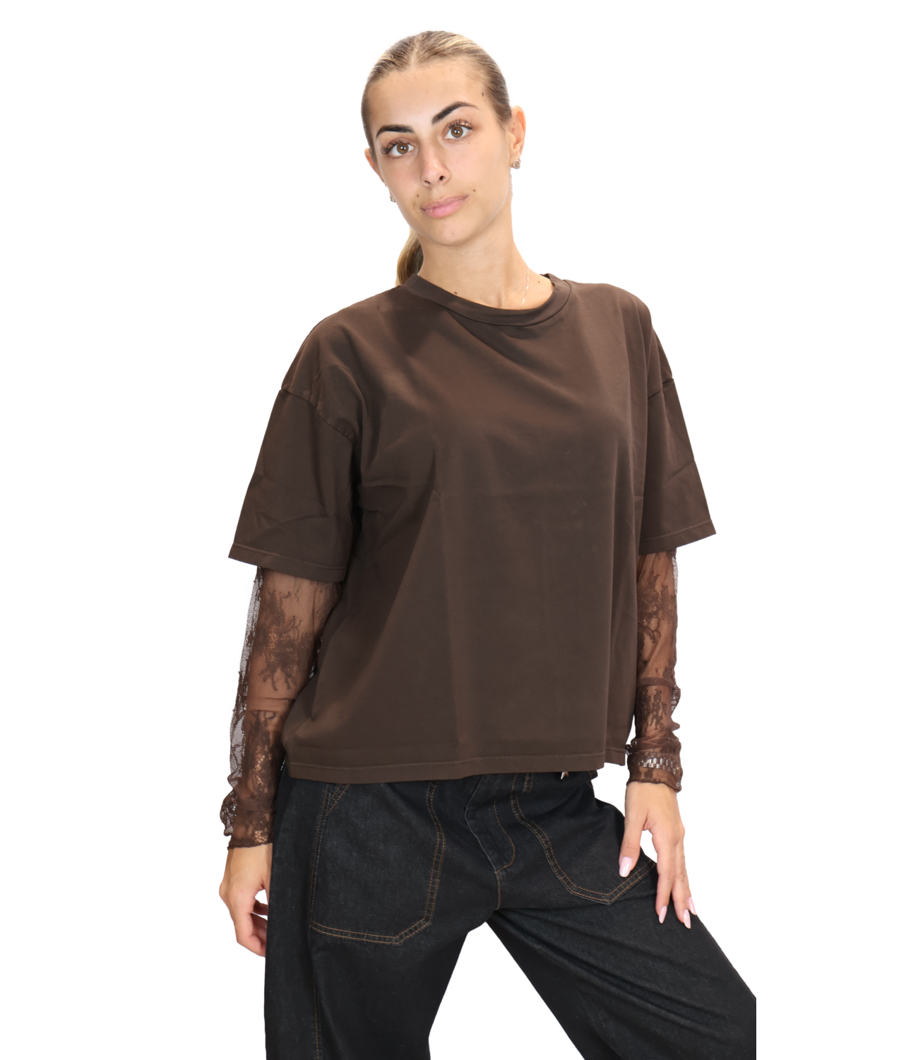SUSY MIX maglia pizzo moro donna