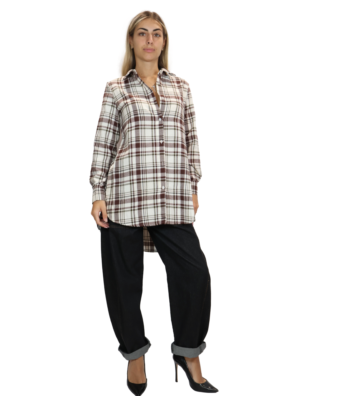 SUSY MIX camicia quadri vino donna