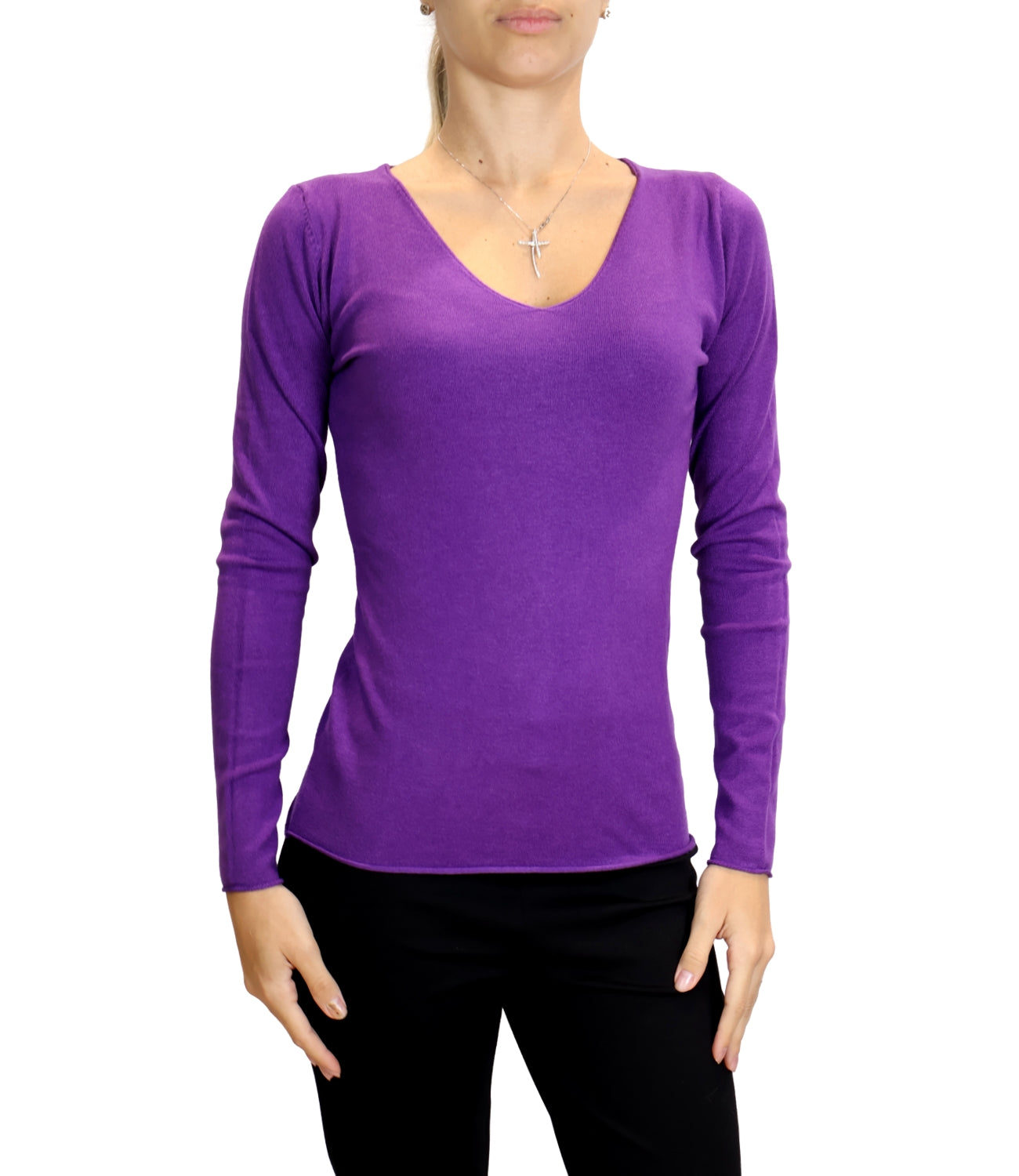 Susy Mix Maglia Scollo a V ViolaDonna