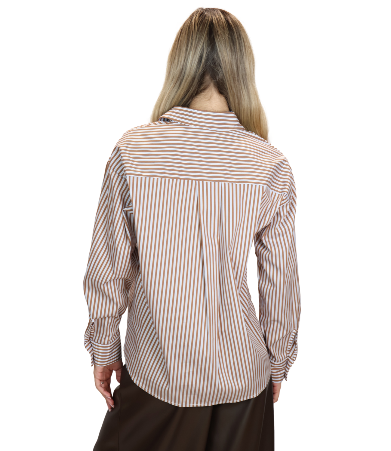 SUSY MIX camicia gessata tabacco donna