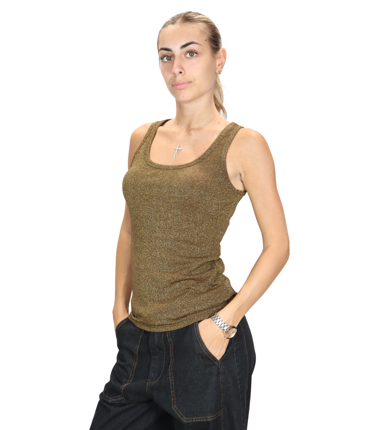 SUSY MIX canotta lurex moro donna