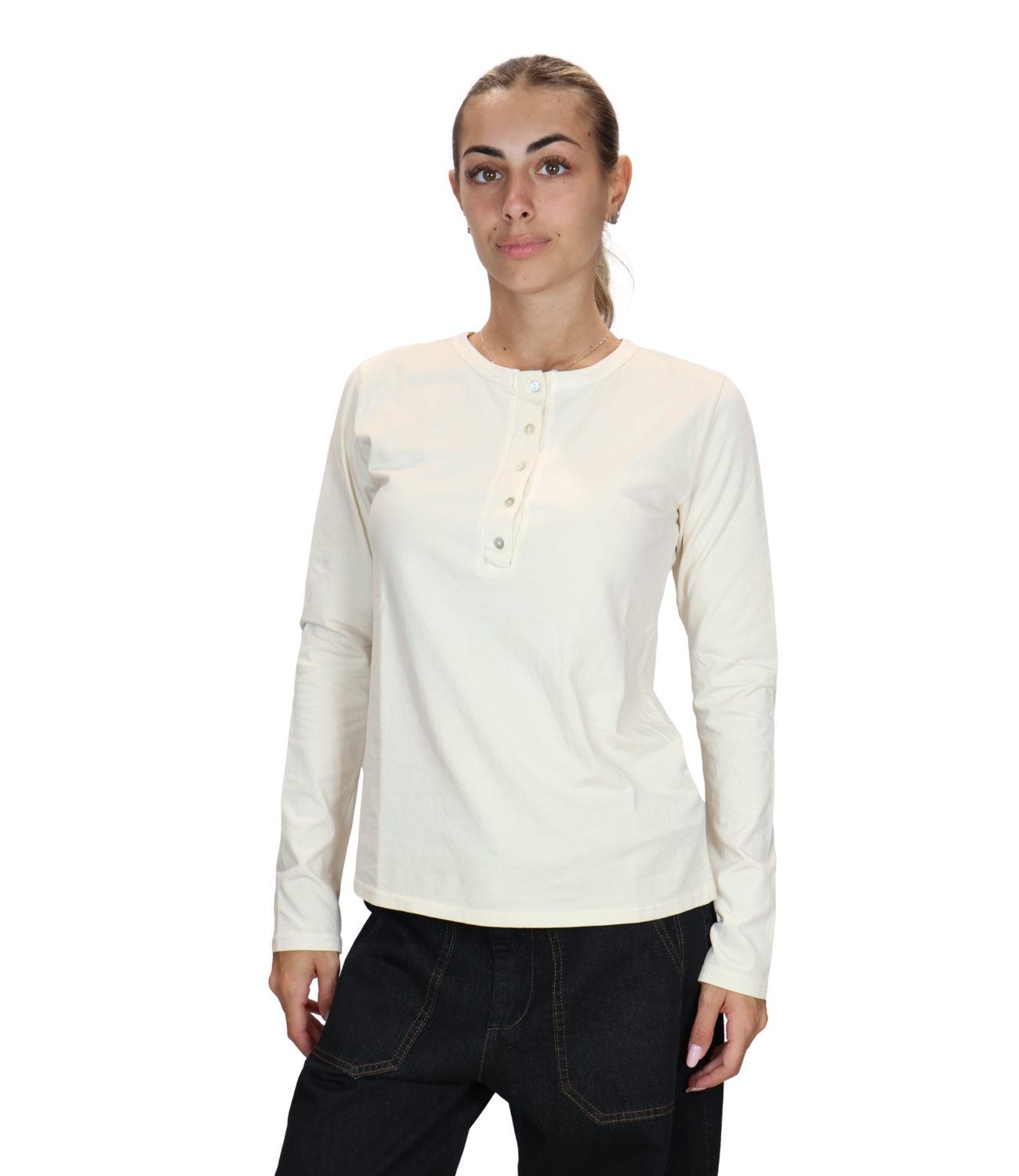 Susy Mix Maglia Serafino Burro Donna