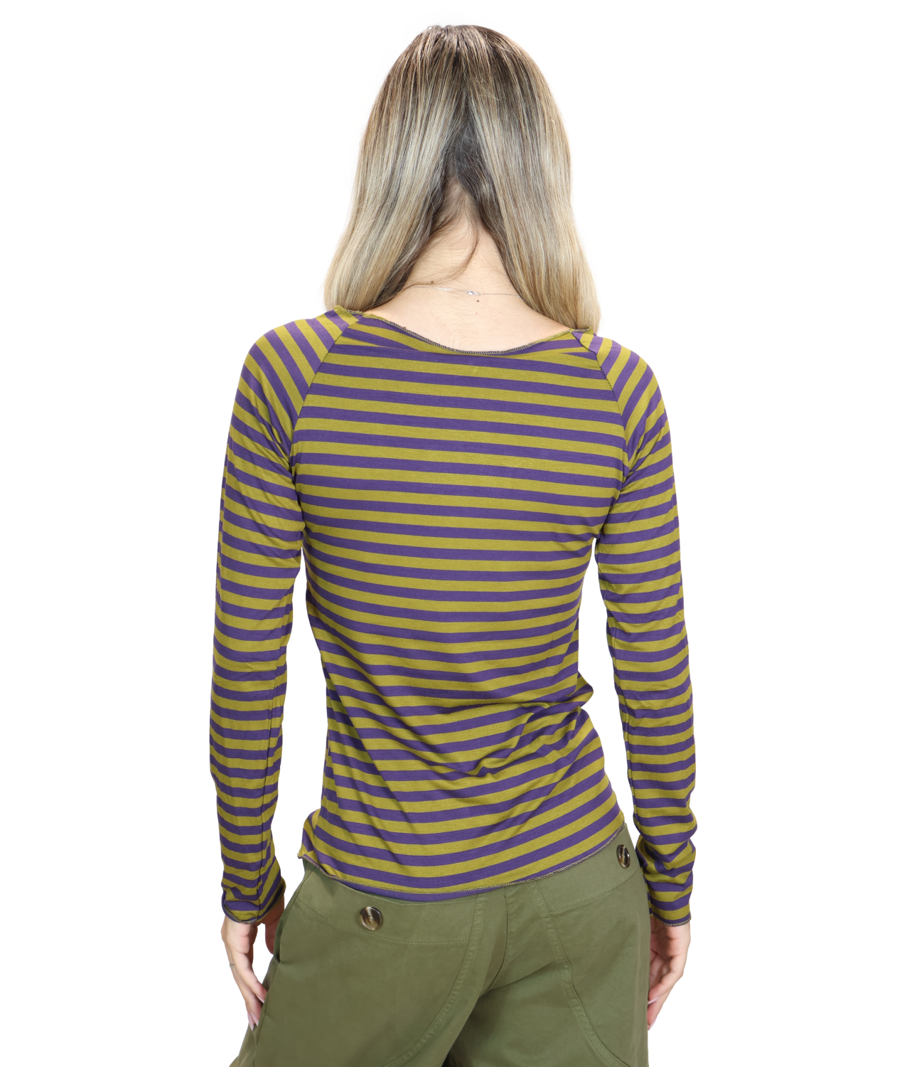 Susy Mix Maglia Riga Verde Oliva Donna