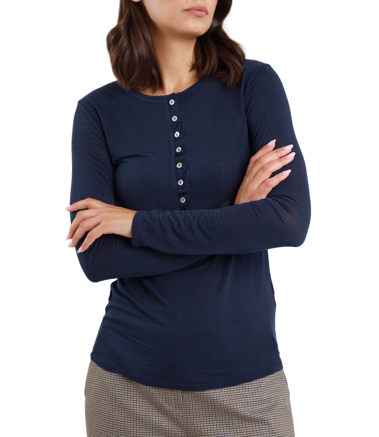 Susy Mix Maglia Serafino Blu Donna