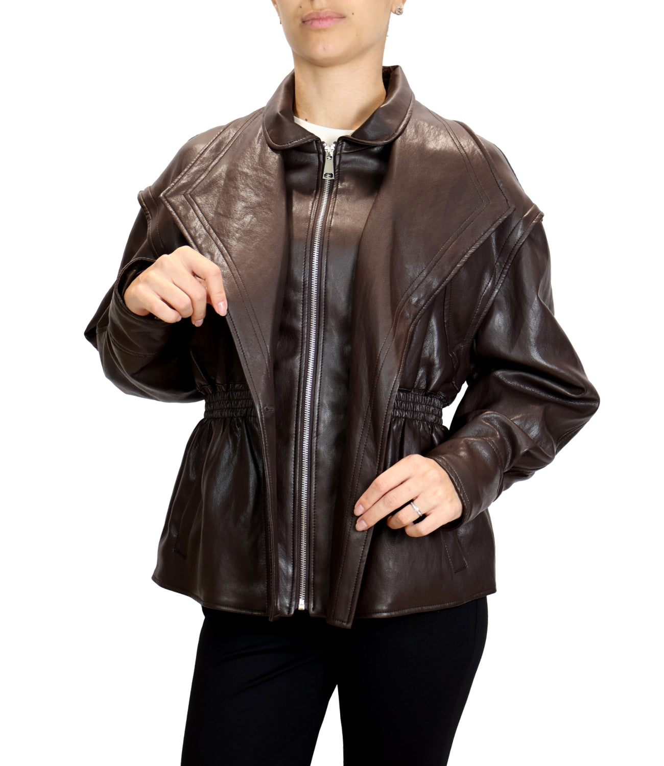 Susy Mix Giubbino Ecopelle Moro Donna