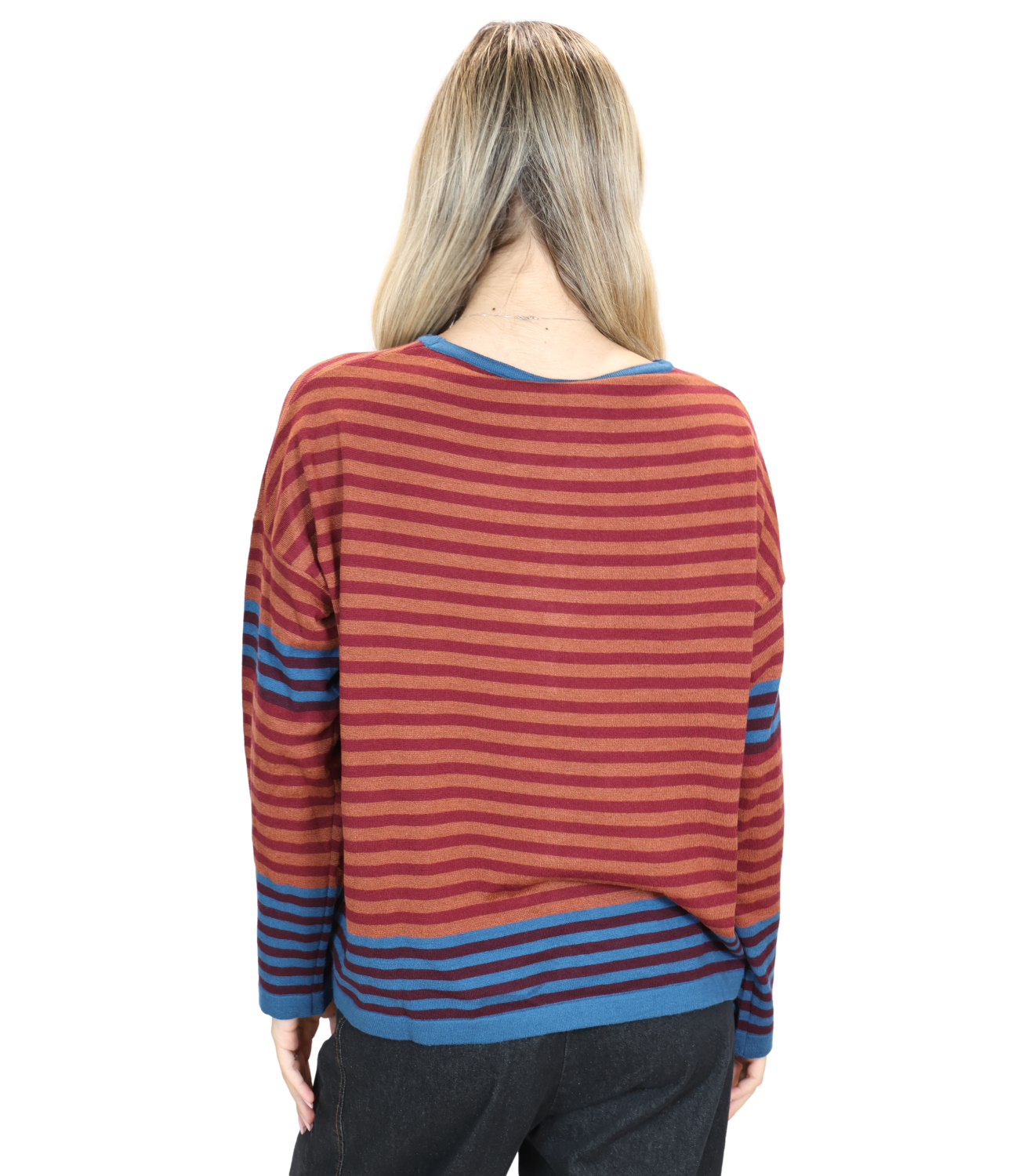 SUSY MIX maglia rigata bordeaux donna