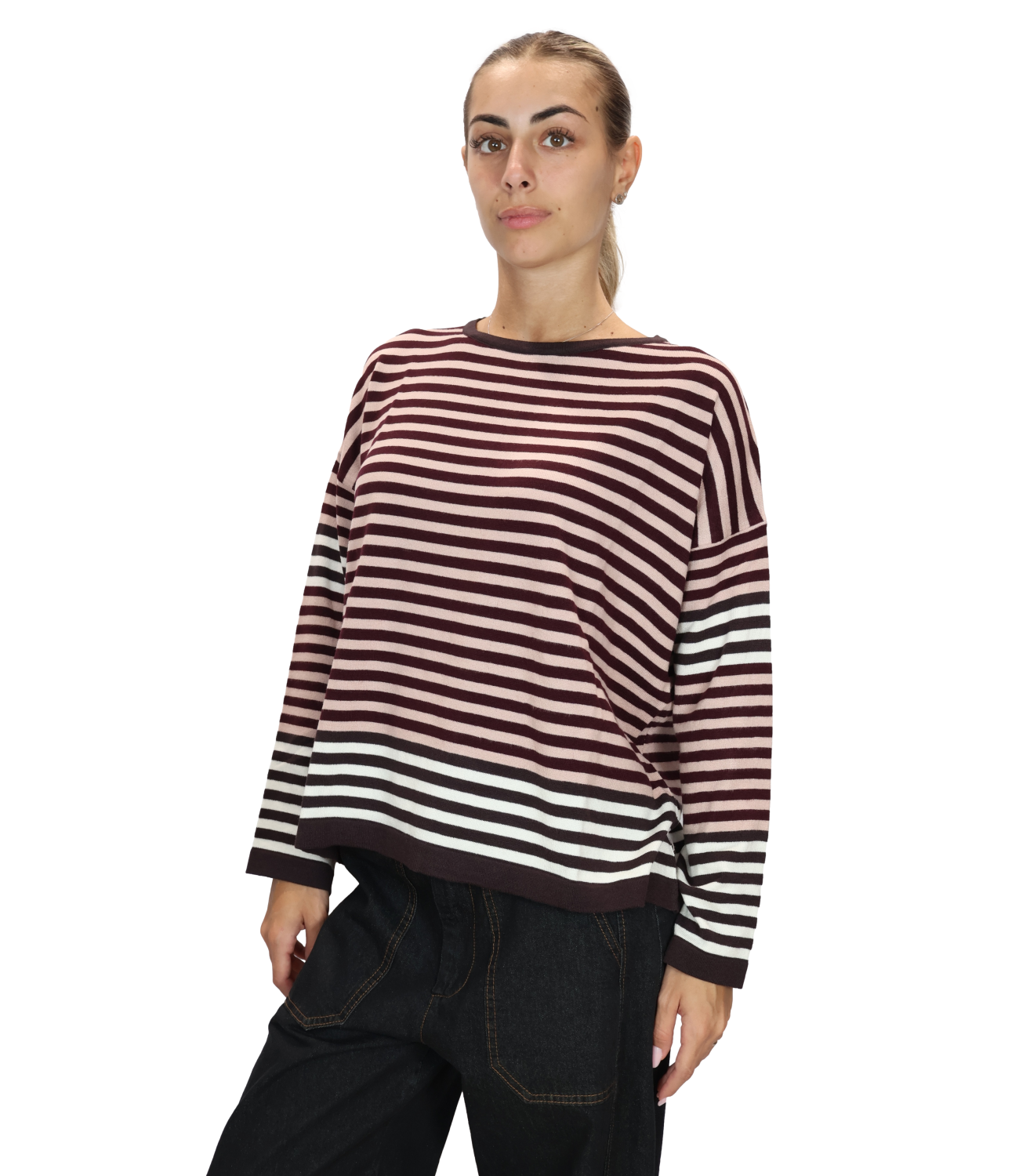 SUSY MIX maglia rigata moro donna