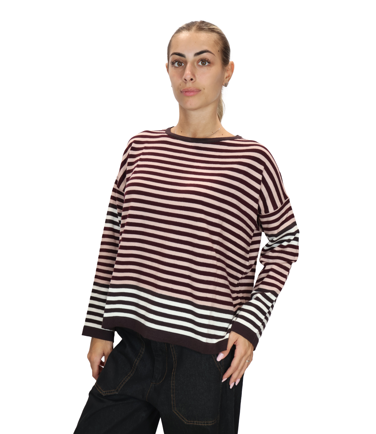 SUSY MIX maglia rigata moro donna