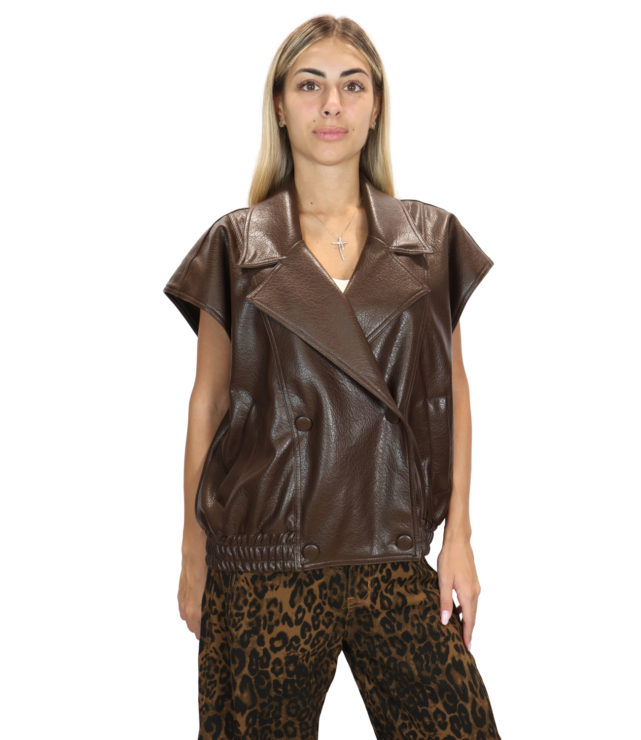 SUSY MIX chiodo smanicato moro donna