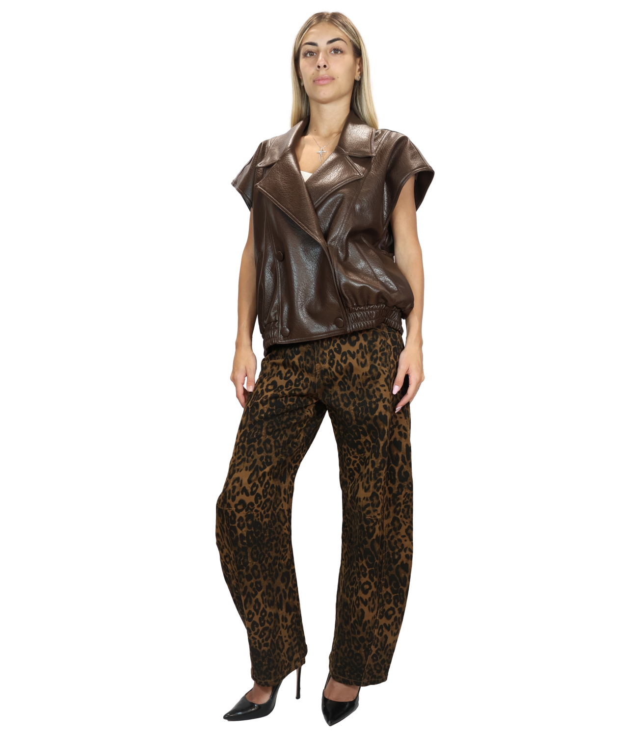 SUSY MIX chiodo smanicato moro donna