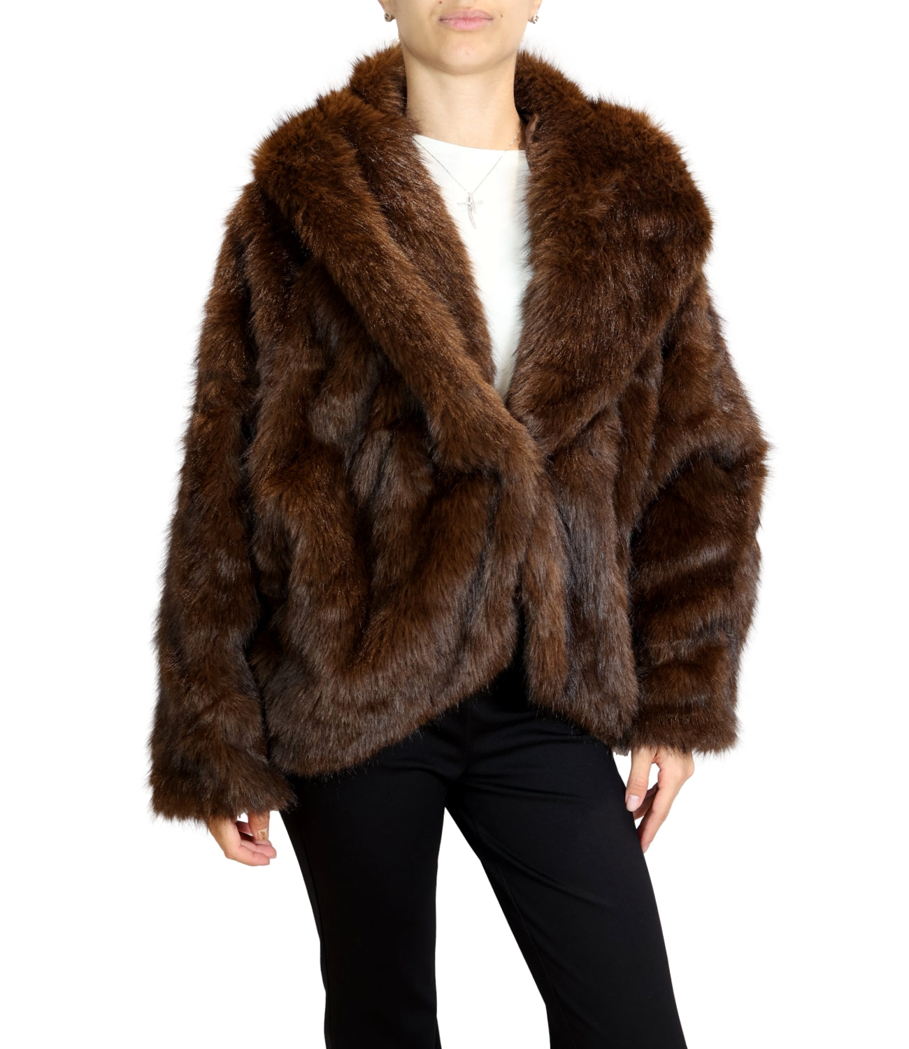Susy Mix Giacca Ecopelliccia Moro Donna