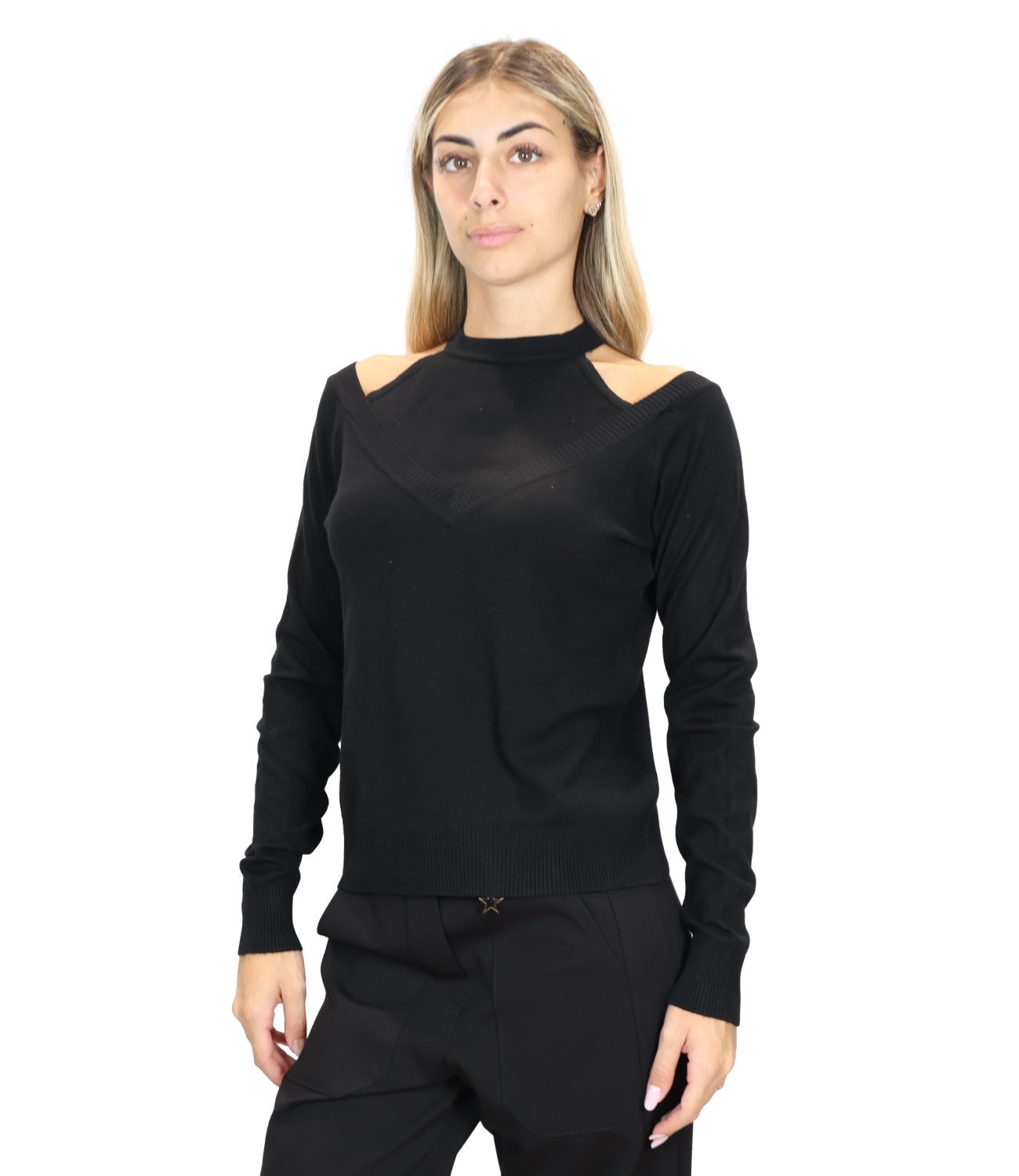 SUSY MIX maglia cut out nera donna