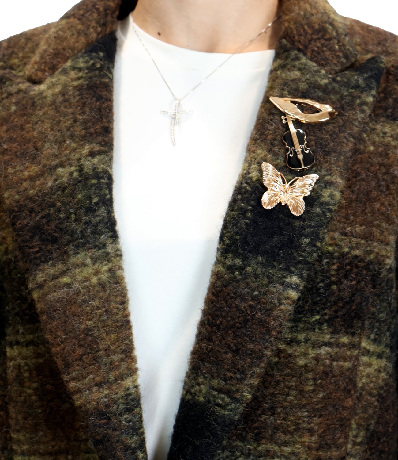 Susy Mix Giacca Check c/spille Oro Donna