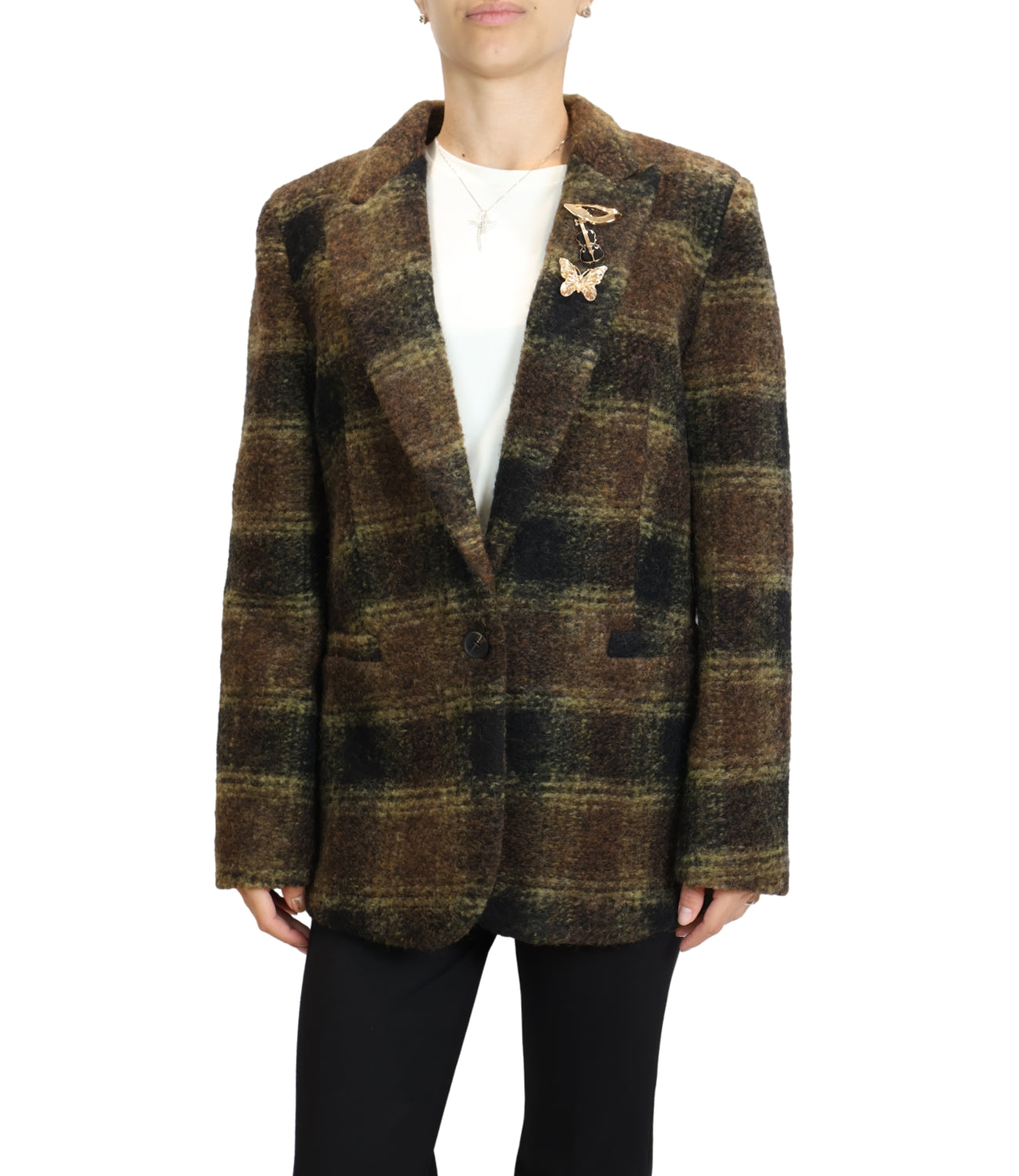 Susy Mix Giacca Check c/spille Oro Donna