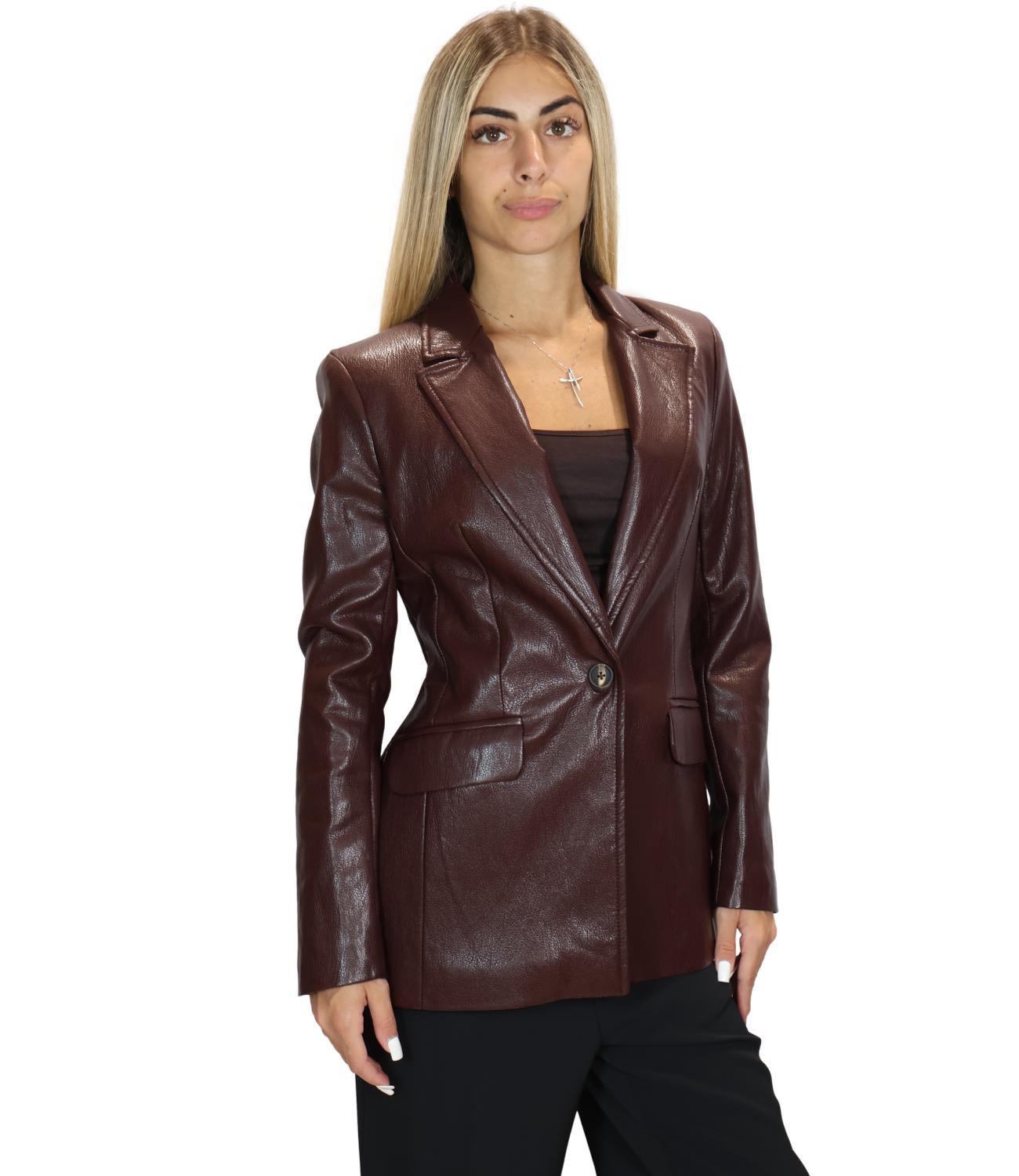 SUSY MIX giacca ecopelle barolo donna