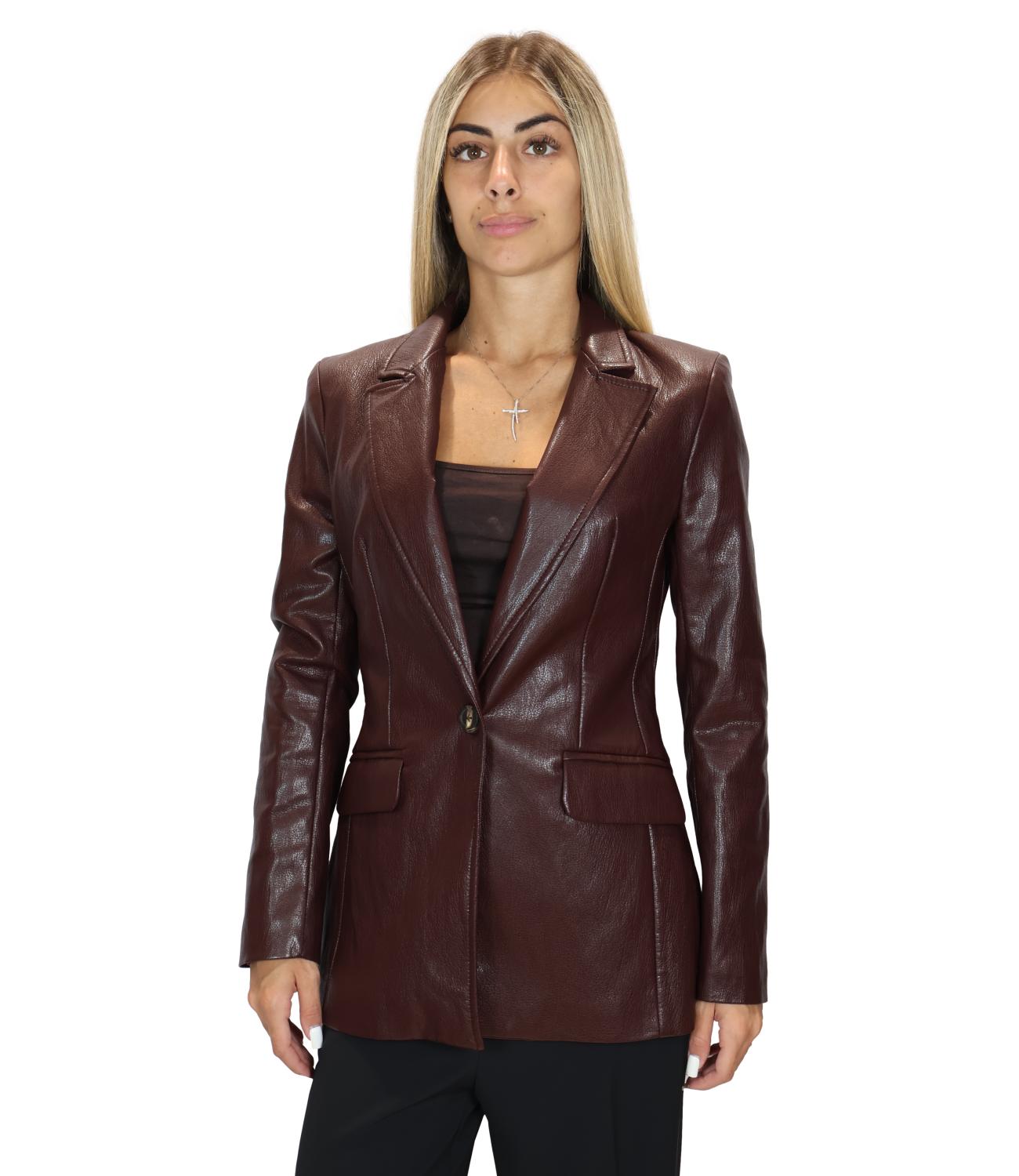 SUSY MIX giacca ecopelle barolo donna