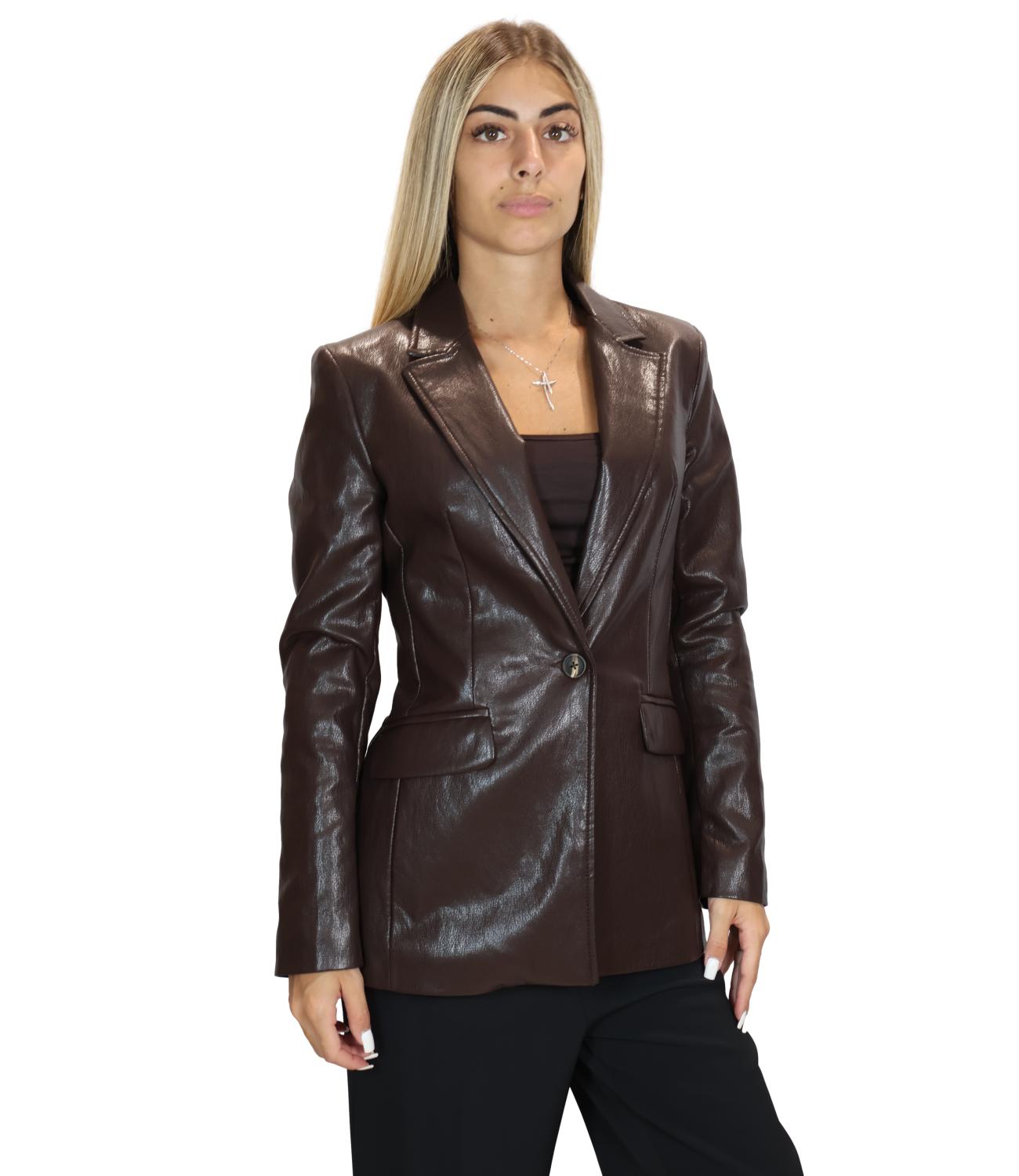 SUSY MIX giacca ecopelle moro donna