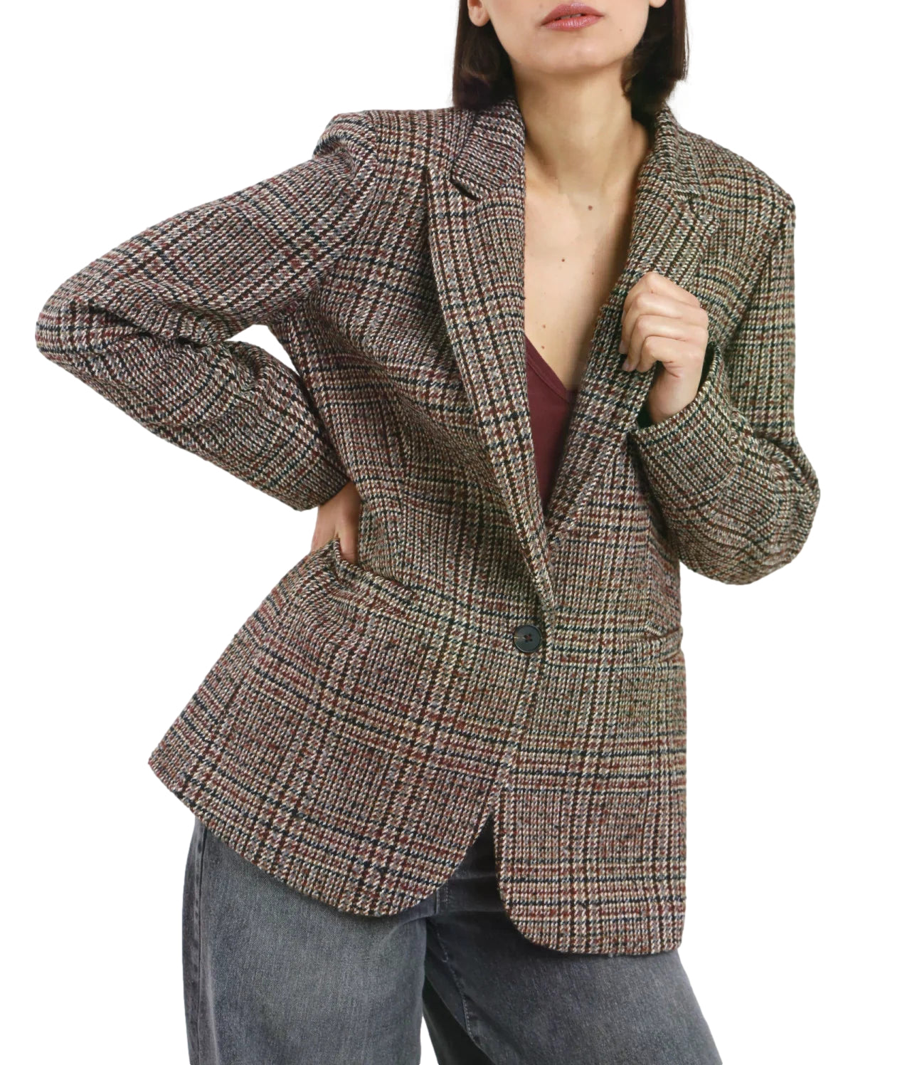 Susy Mix Giacca Fantasia Check Vino Donna