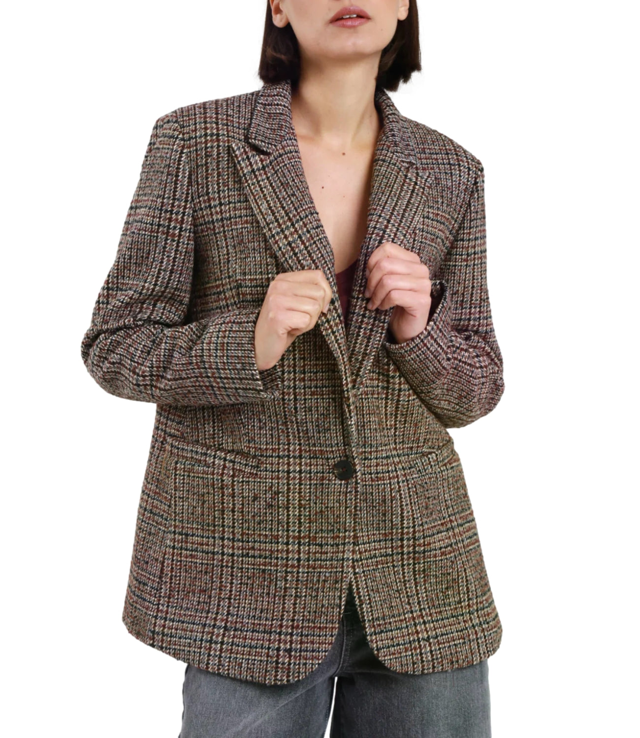 Susy Mix Giacca Fantasia Check Vino Donna