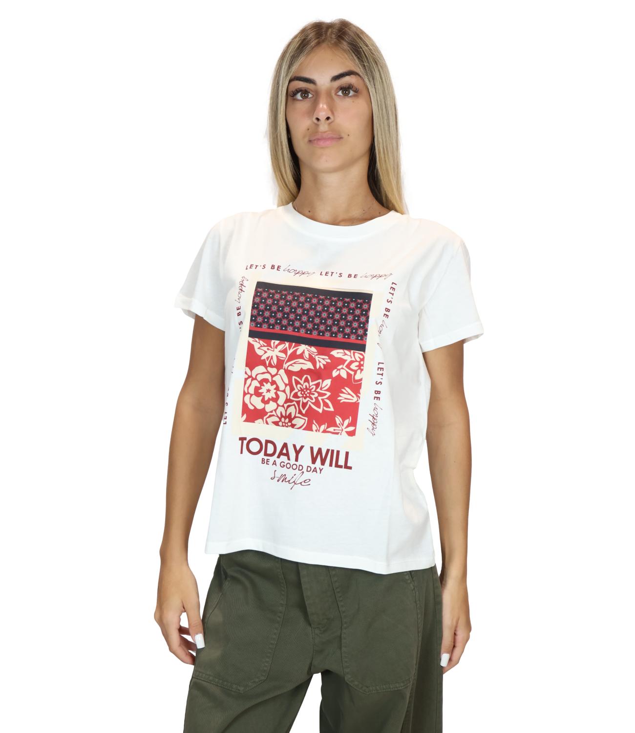 Susy Mix T-shirt B.co/Rosso Donna