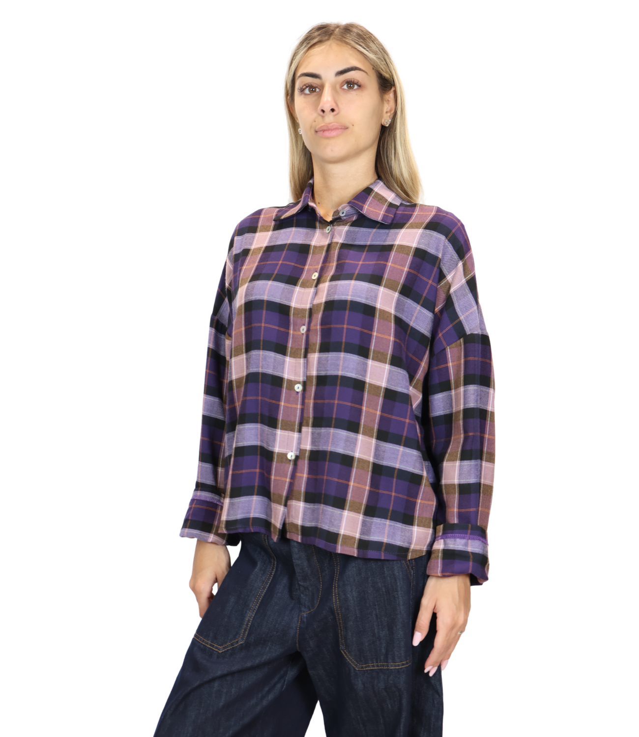 SUSY MIX camica quadri viola donna