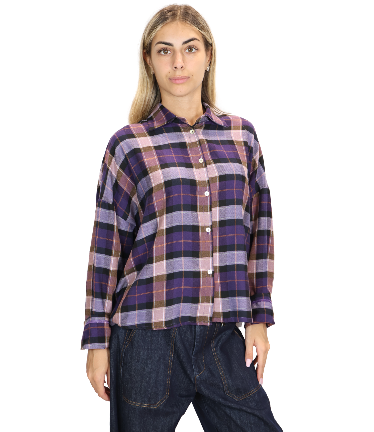 SUSY MIX camica quadri viola donna