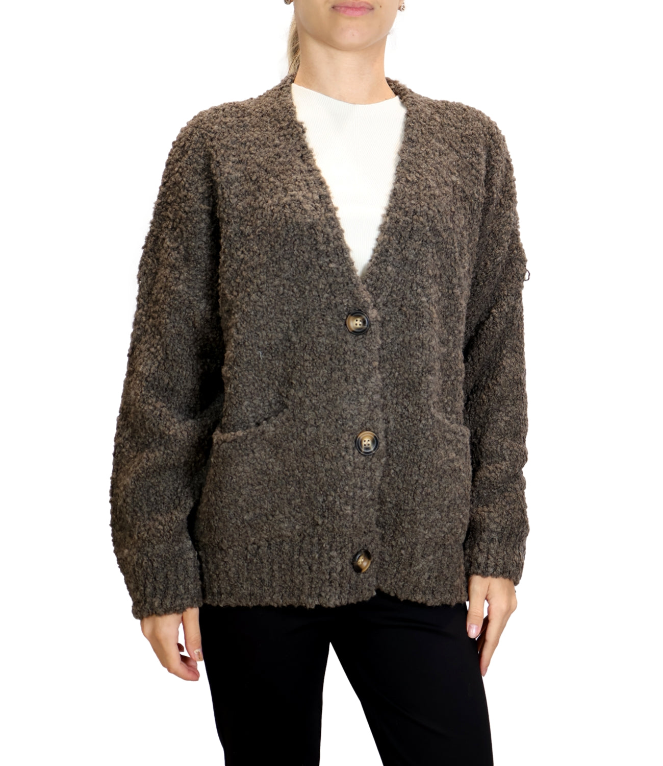 Susy Mix Cardigan Bouclè Fango Donna