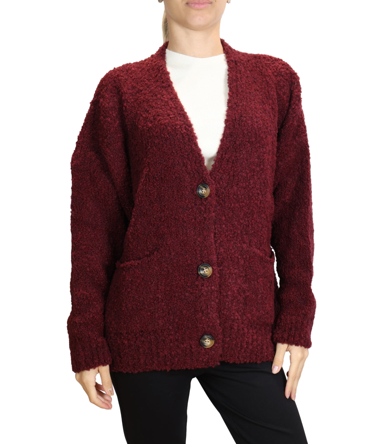 Susy Mix Cardigan Bouclè Vino Donna