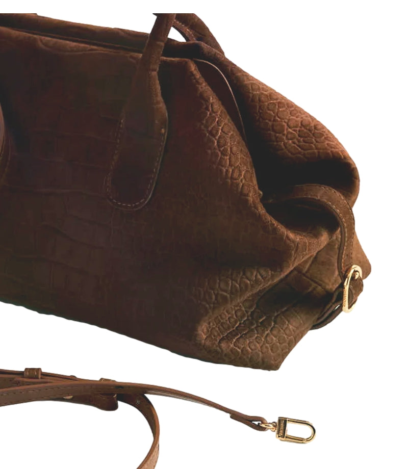 THEMOIRè TALIA TRUNK MEDIUM SUEDE CROCO EFFECT ROCKY ROAD