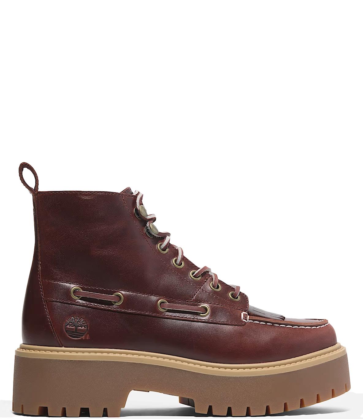 Timberland Stone Street Mid Lace Up Boot Burgundy Full Grain
