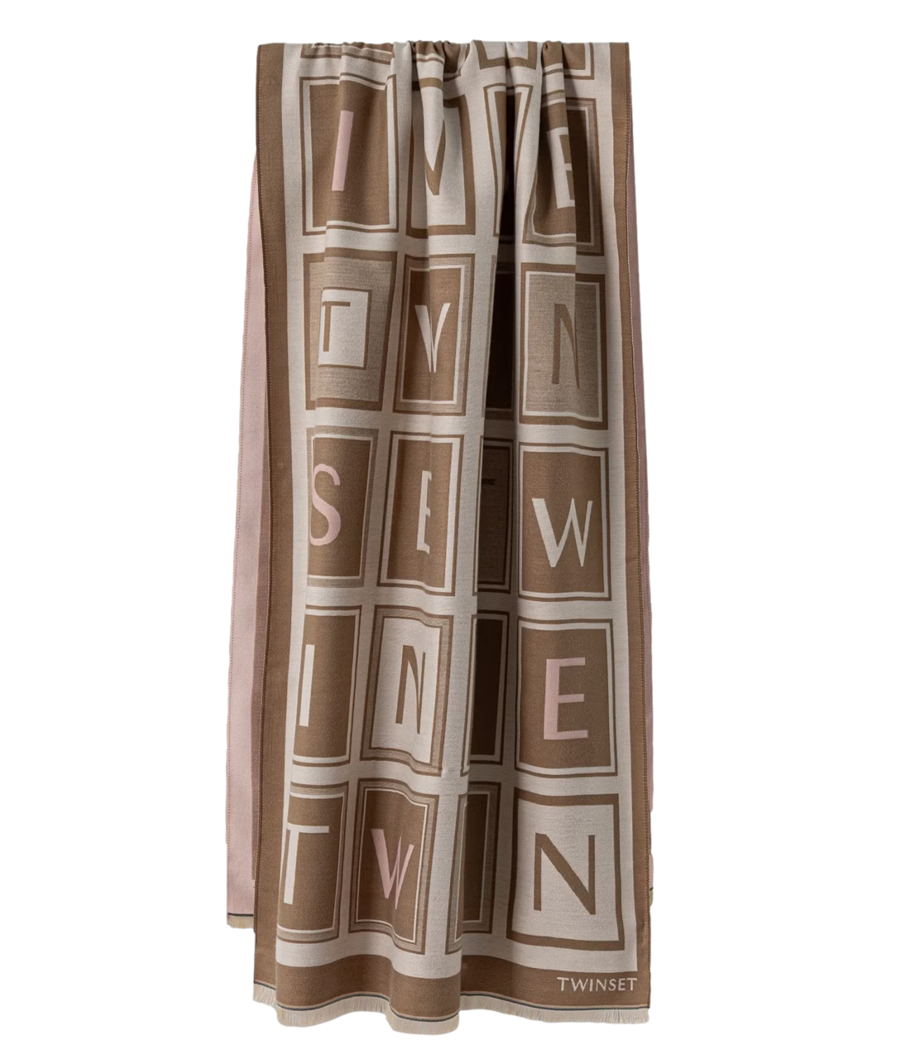 Twinset Stola Jacquard Lettering Canapa Donna