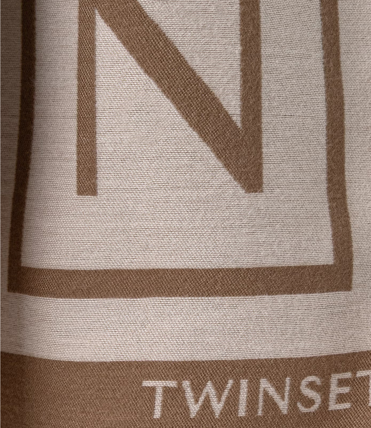 Twinset Stola Jacquard Lettering Canapa Donna