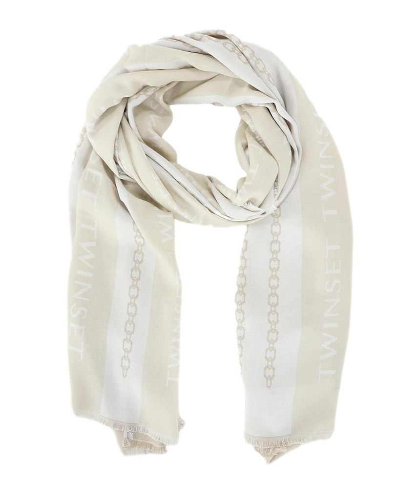 Twinset Stola Jacquard Righe Parchment/Giglio Donna