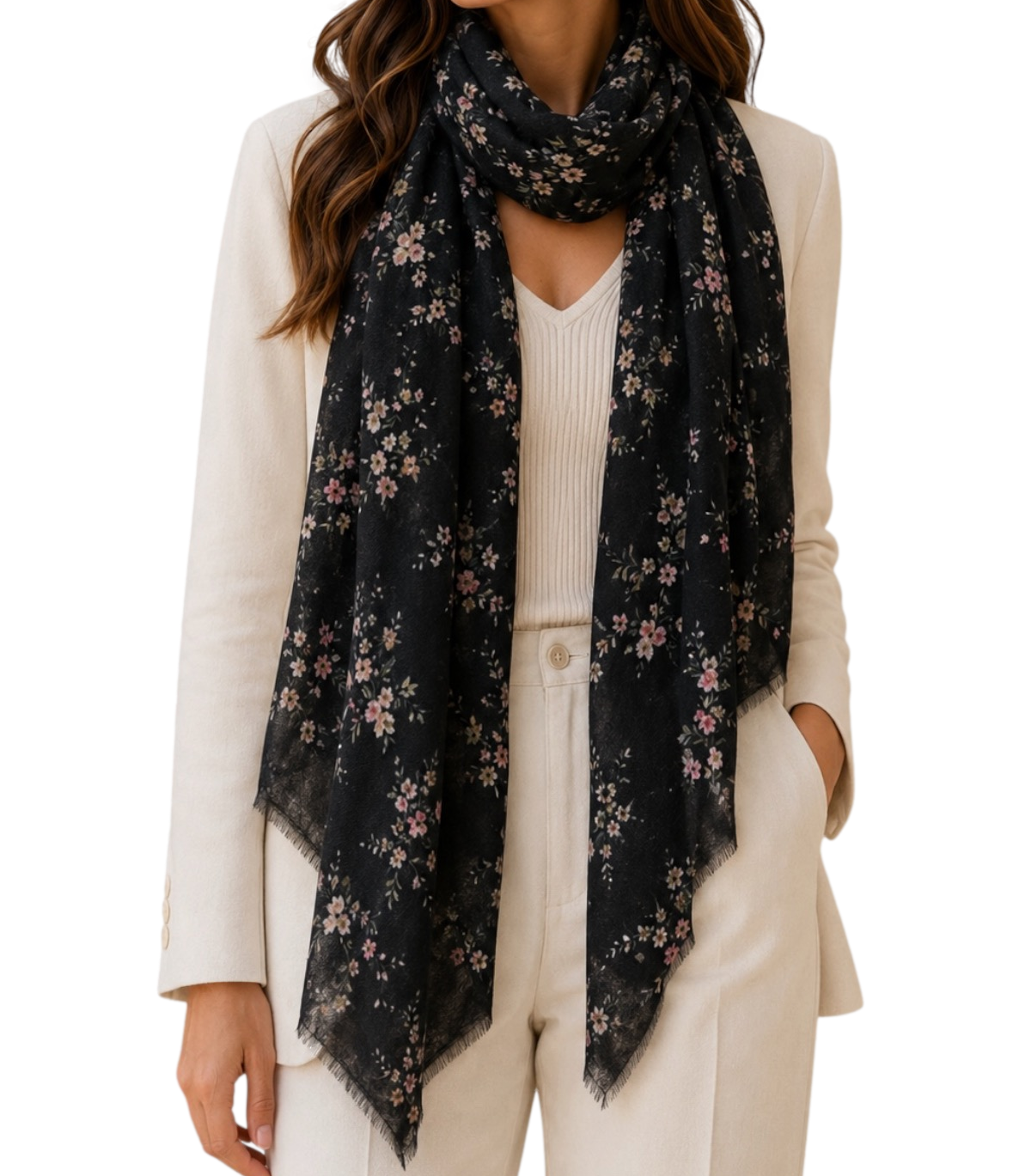 Twinset Stola Tessuto Stampato Little Flowers/Black Rose Donna