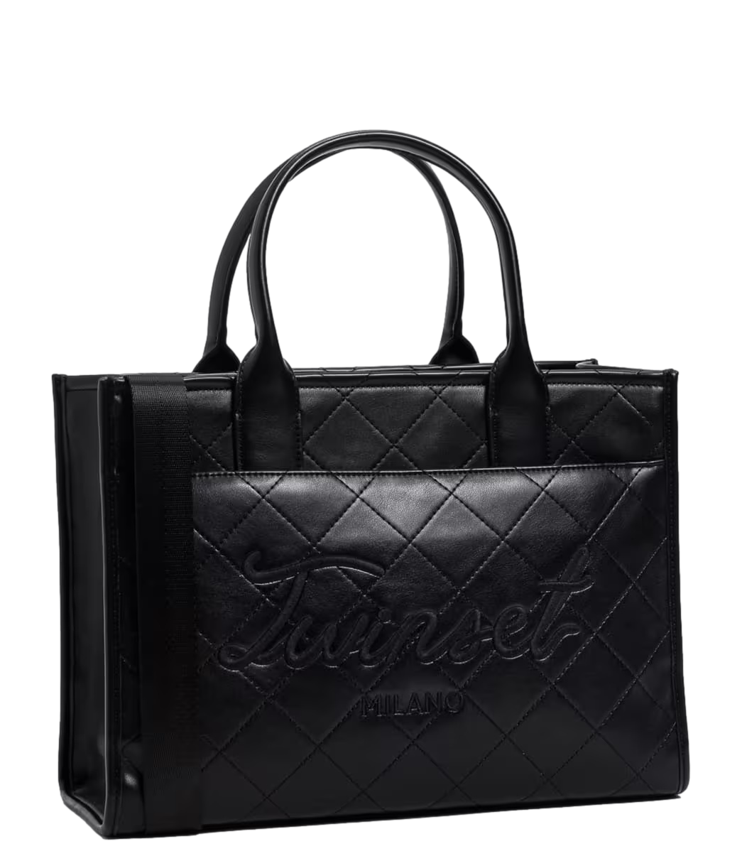 Twinset Borsa Tote Trapuntata Grande Nero Donna