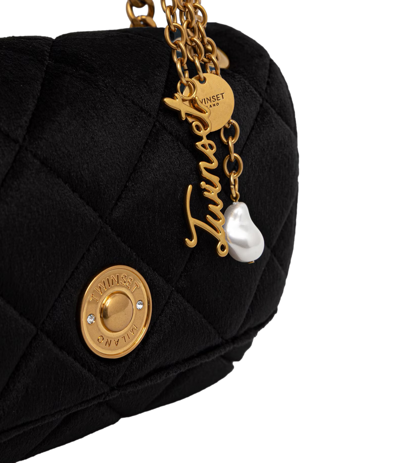 Twinset Borsa a Tracolla Velluto Nero Donna