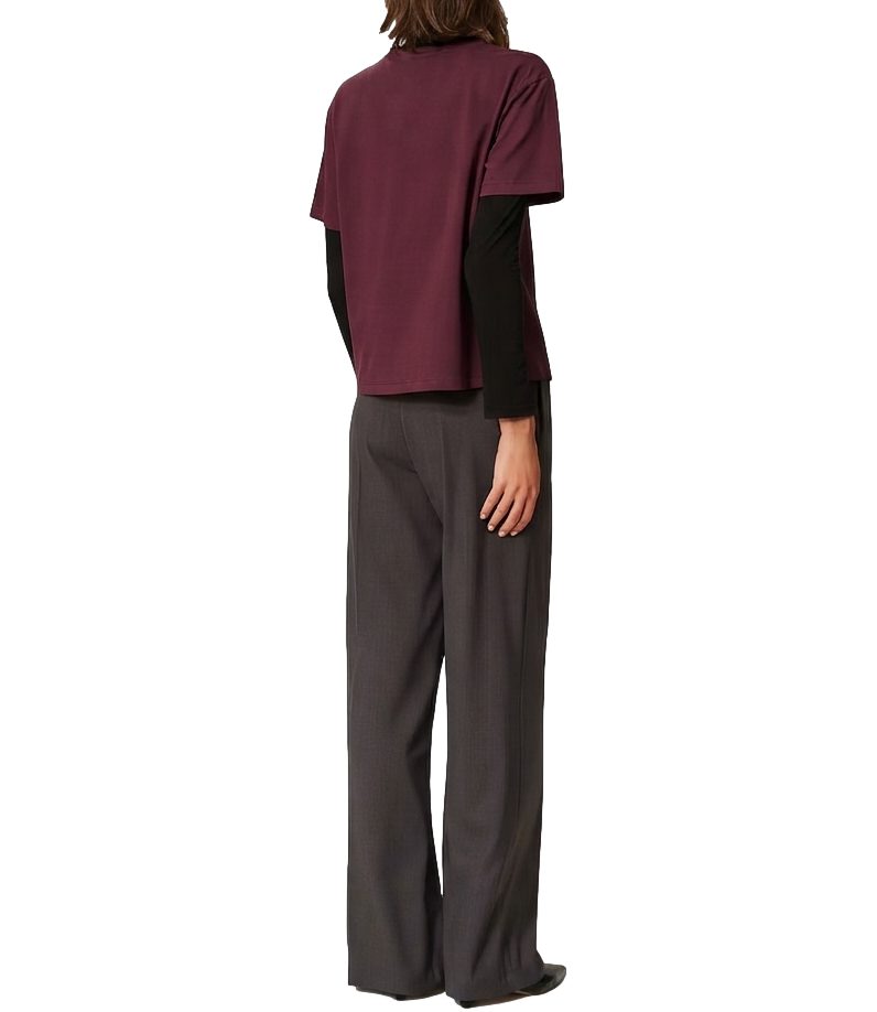 Twinset Pantalone Palazzo Grigio Antracite Melange Donna